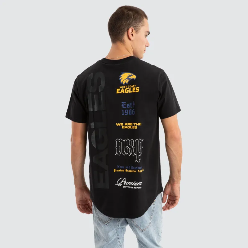 West Coast Eagles AFL Vert Tee Jet Black sold by Neverland