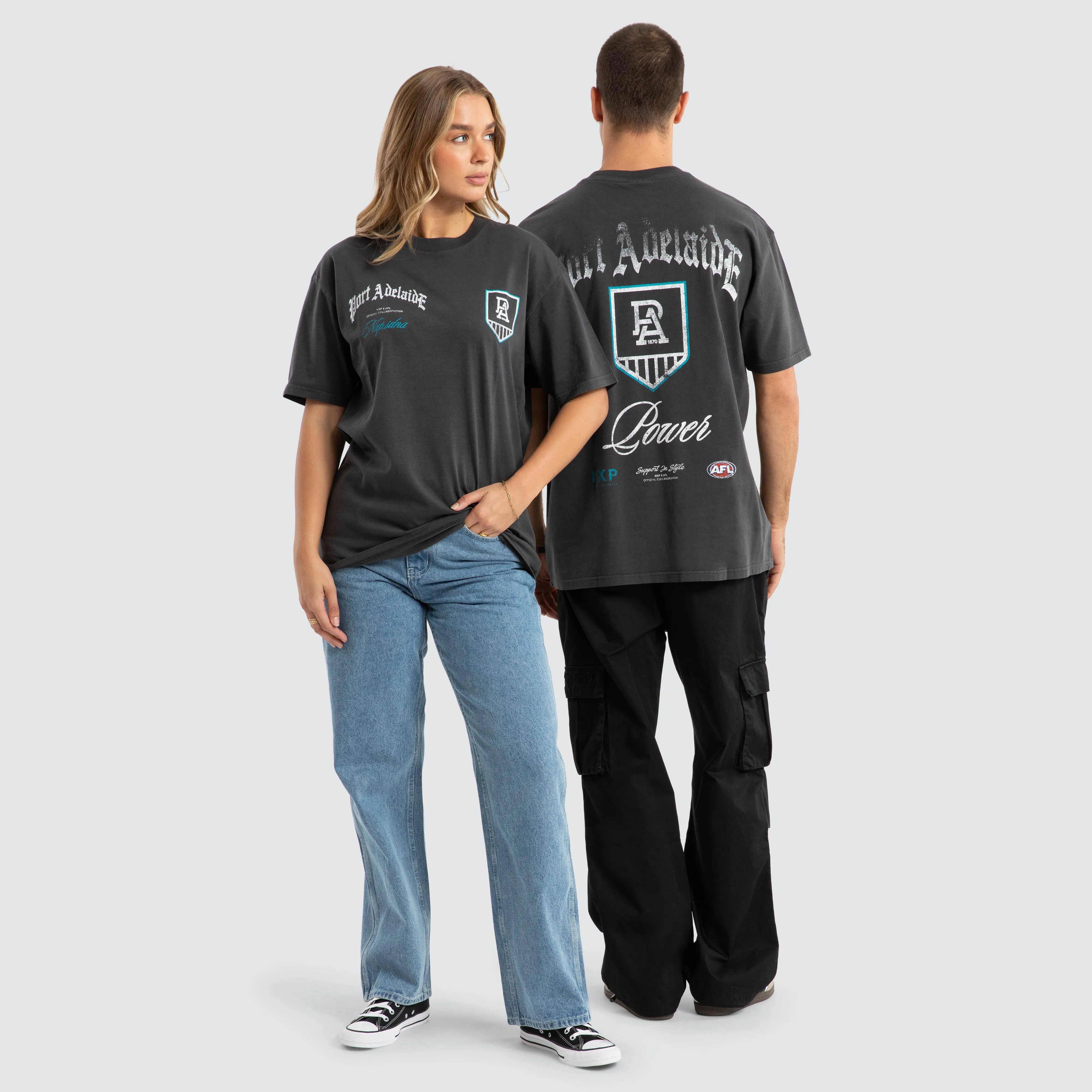 Port Adelaide Power AFL Vintage Goth Tee Pigment Asphalt sold by Neverland product image thumbnail 2