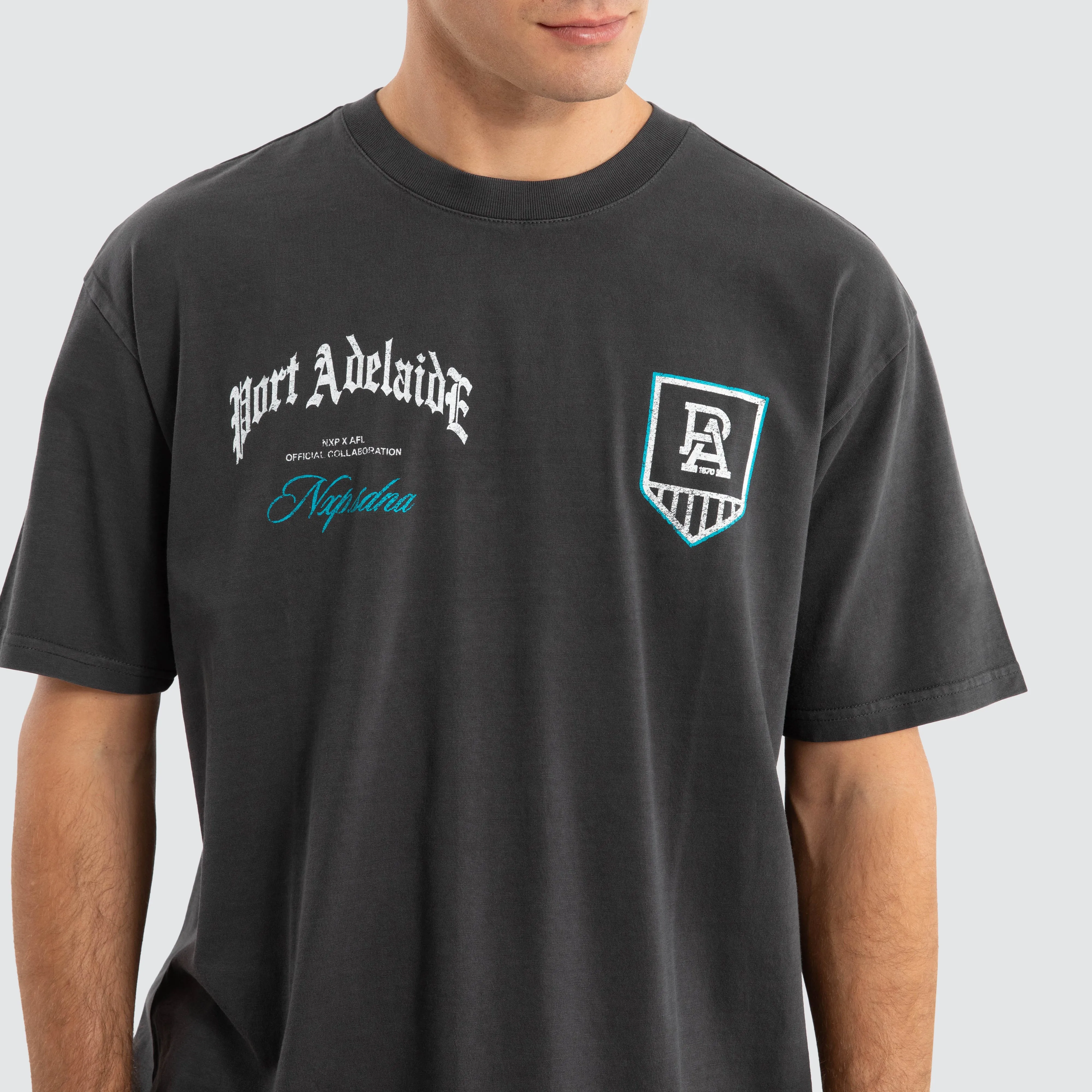 Port Adelaide Power AFL Vintage Goth Tee Pigment Asphalt sold by Neverland product image thumbnail 5