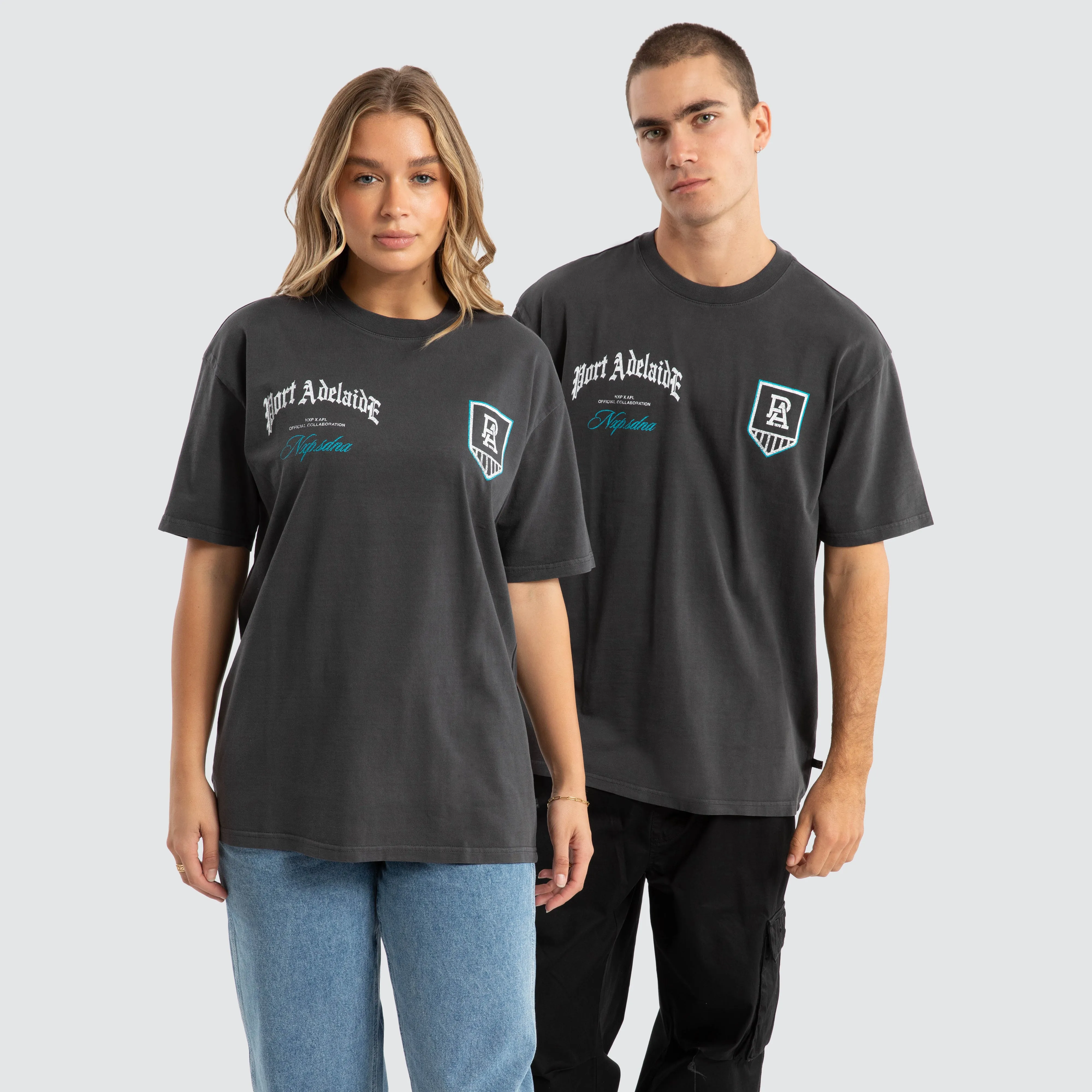 Port Adelaide Power AFL Vintage Goth Tee Pigment Asphalt sold by Neverland product image thumbnail 3