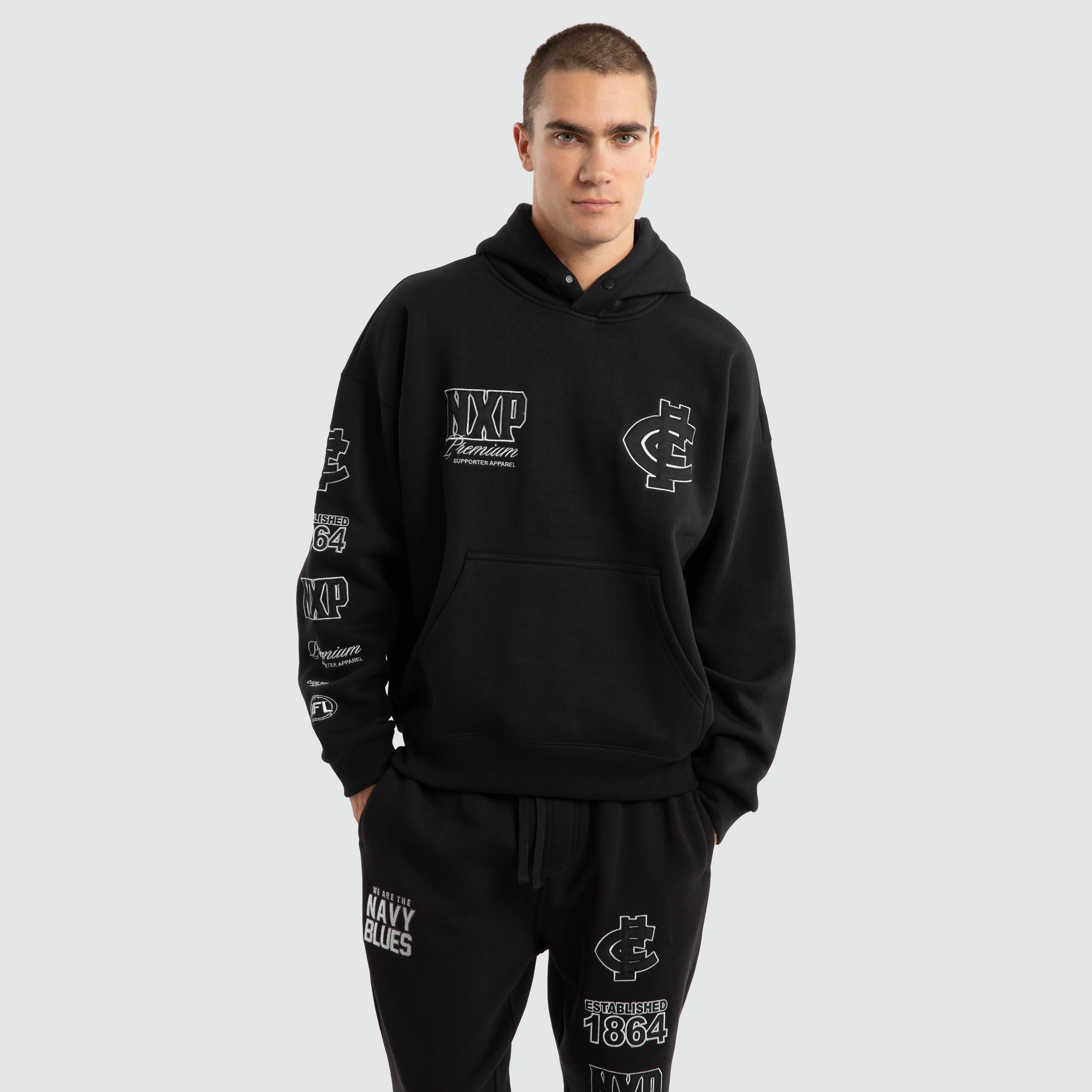 Carlton Blues AFL Mono Hoodie Jet Black sold by Neverland product image thumbnail 4