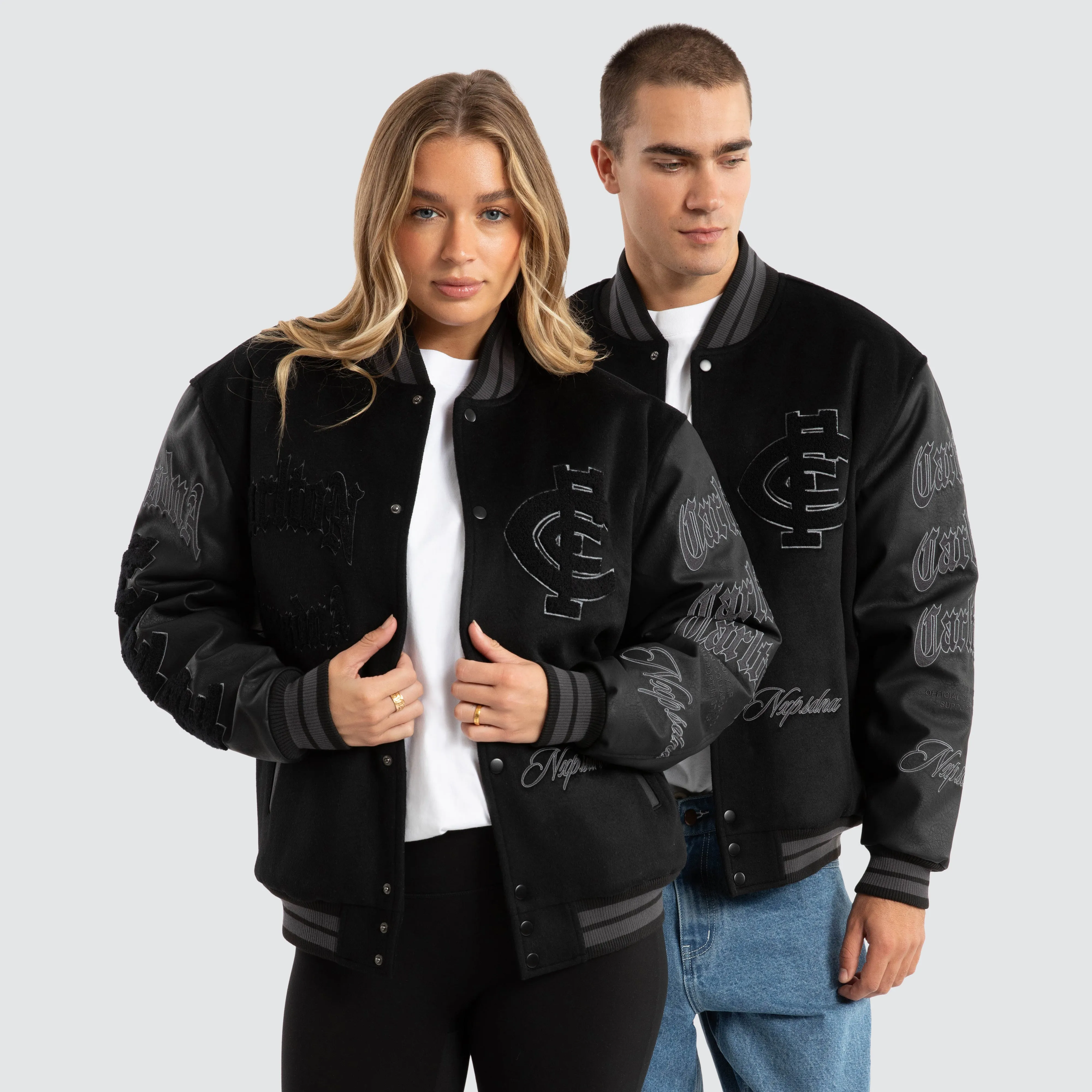 Carlton Blues AFL Ace Varsity Jacket Jet Black sold by Neverland product image thumbnail 2
