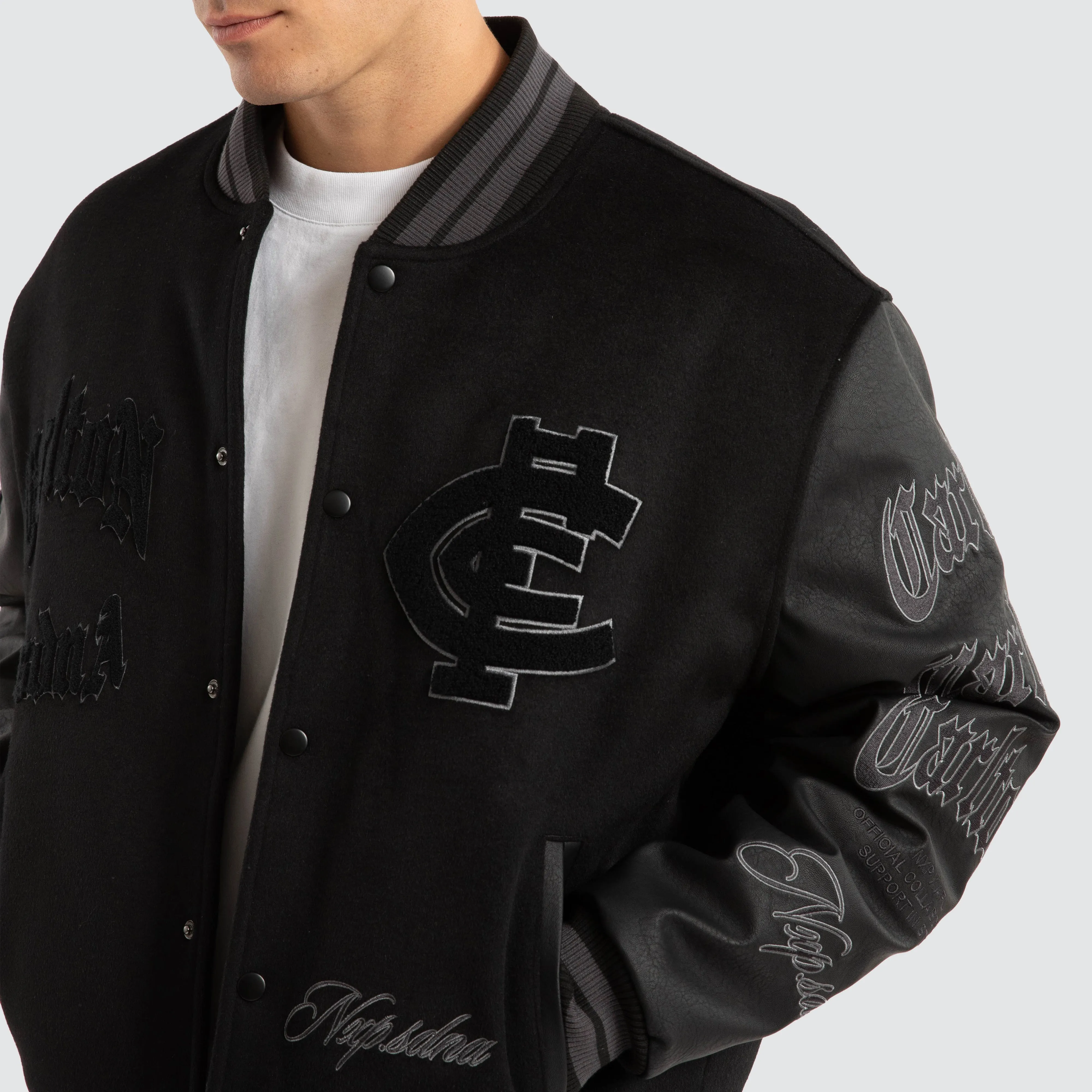 Carlton Blues AFL Ace Varsity Jacket Jet Black sold by Neverland product image thumbnail 5