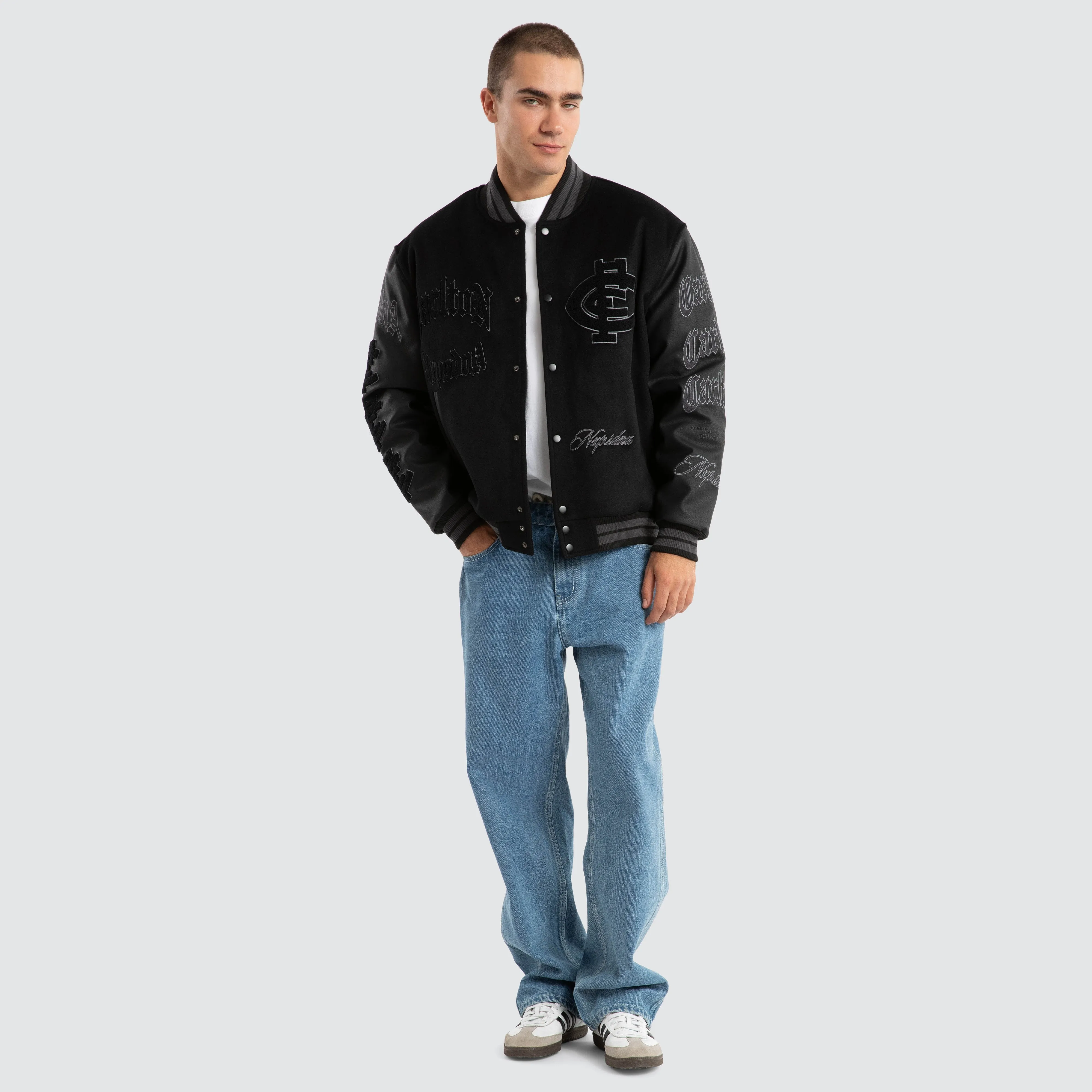 Carlton Blues AFL Ace Varsity Jacket Jet Black sold by Neverland product image thumbnail 4