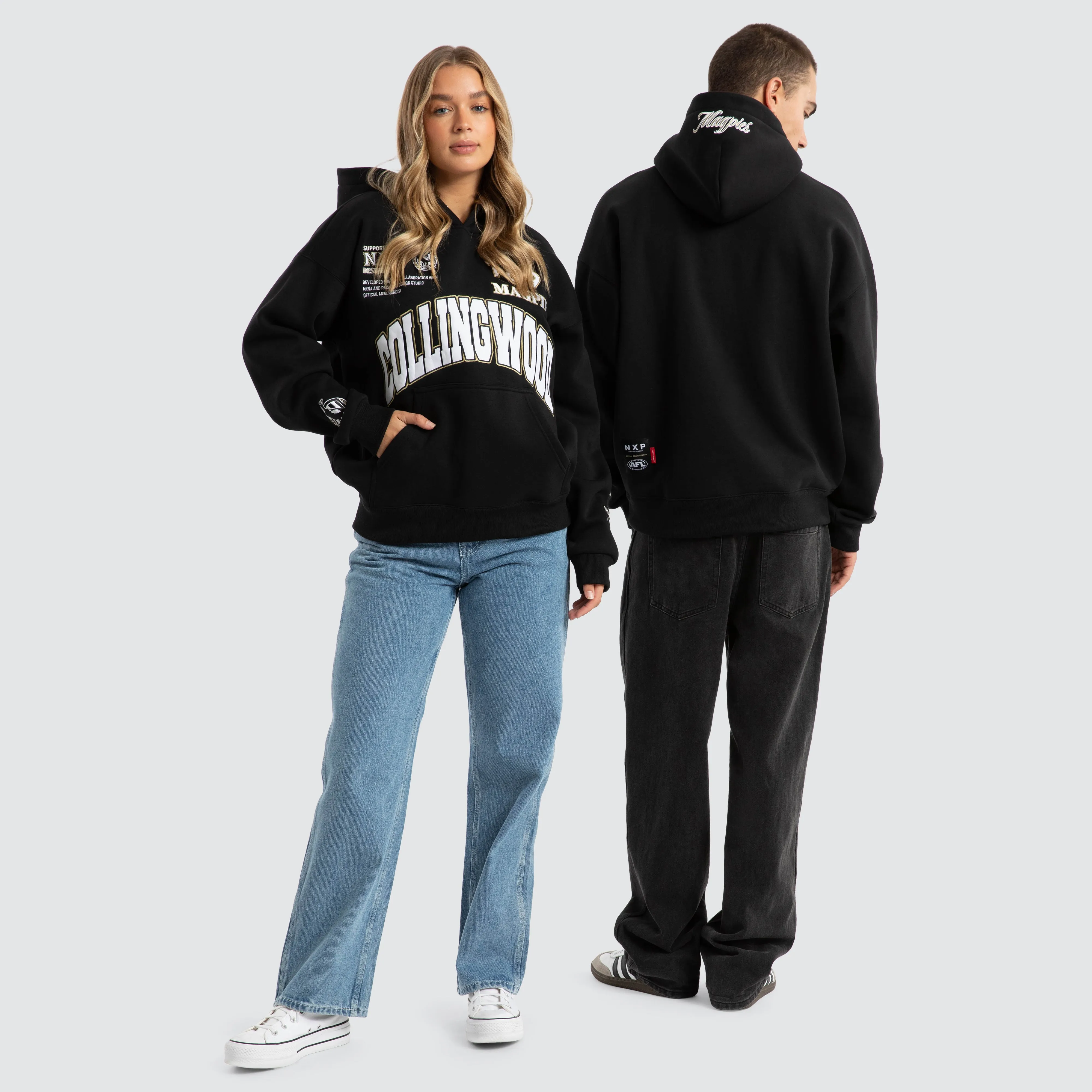 Collingwood Magpies AFL Academy Hoodie Jet Black sold by Neverland product image thumbnail 3