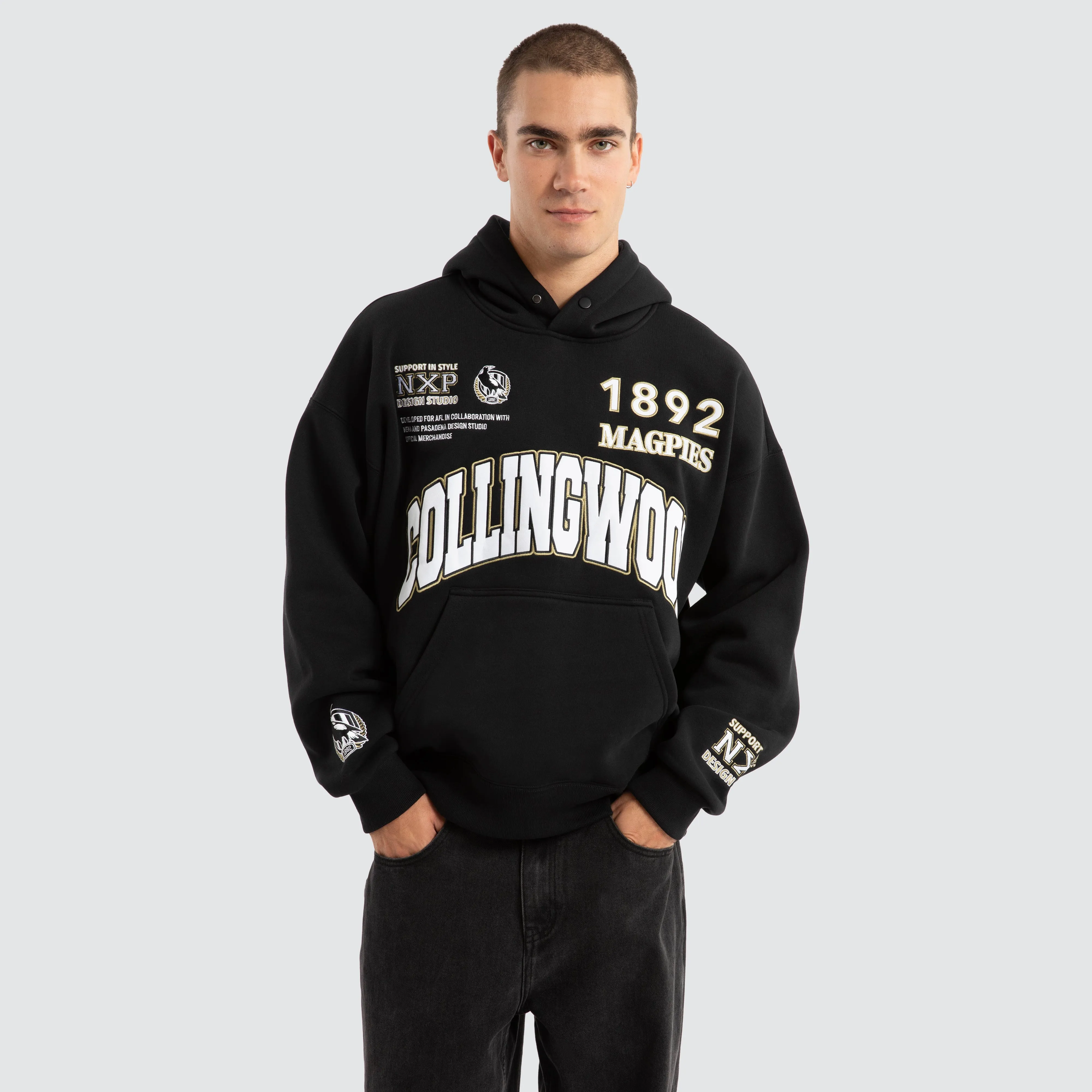 Collingwood Magpies AFL Academy Hoodie Jet Black sold by Neverland product image thumbnail 5