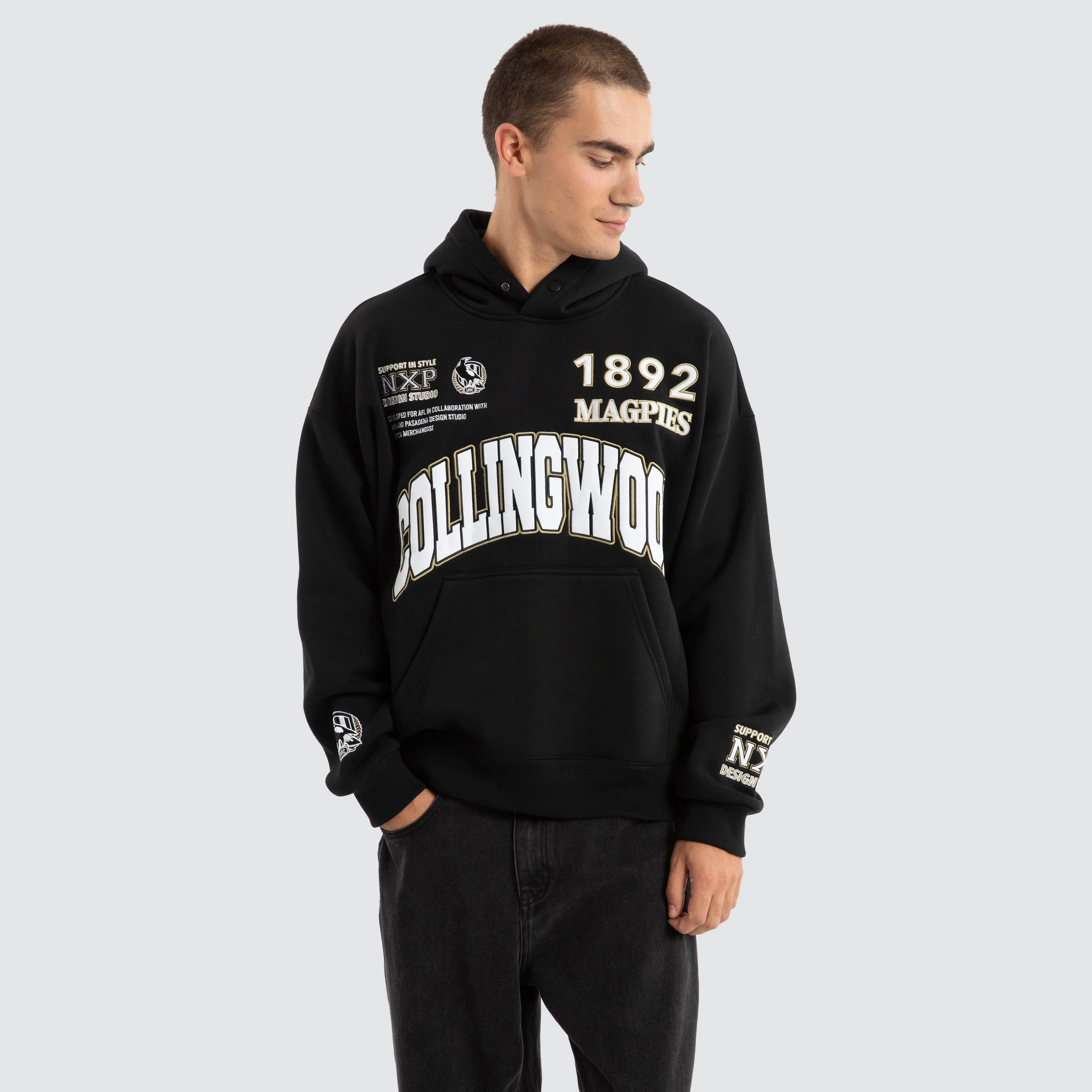 Collingwood Magpies AFL Academy Hoodie Jet Black sold by Neverland product image thumbnail 4