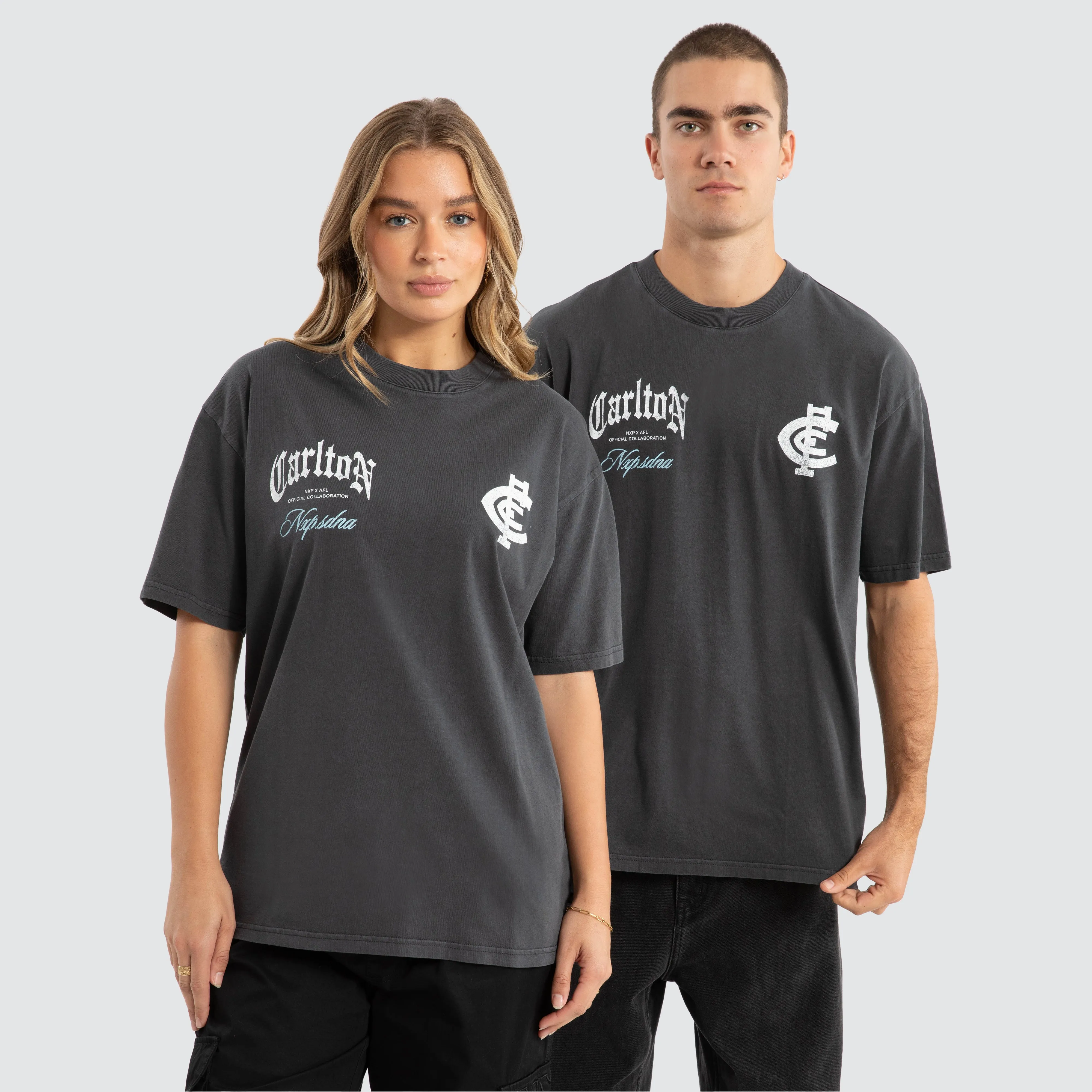 Carlton Blues AFL Vintage Goth Tee Pigment Asphalt sold by Neverland product image thumbnail 2
