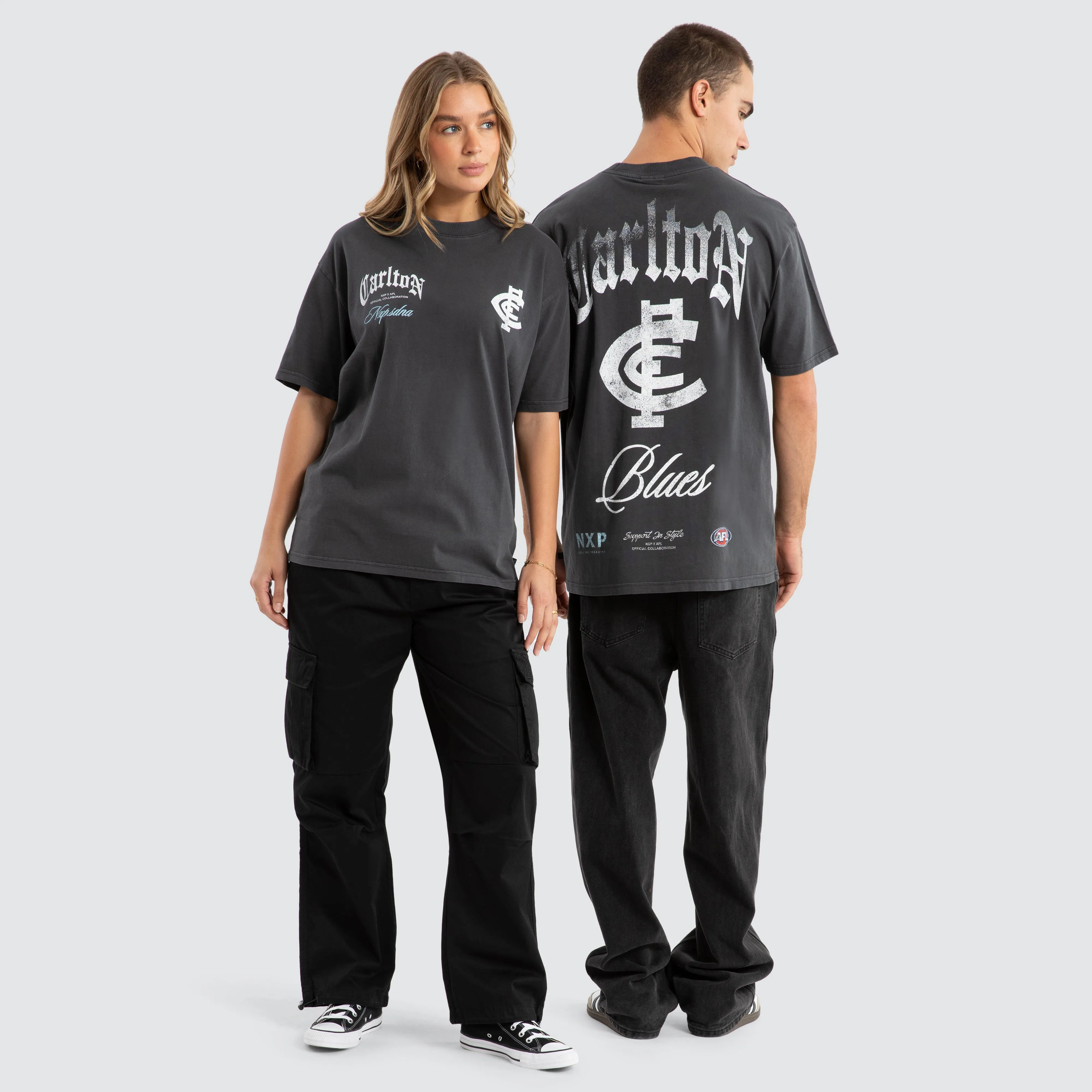 Carlton Blues AFL Vintage Goth Tee Pigment Asphalt sold by Neverland product image thumbnail 4