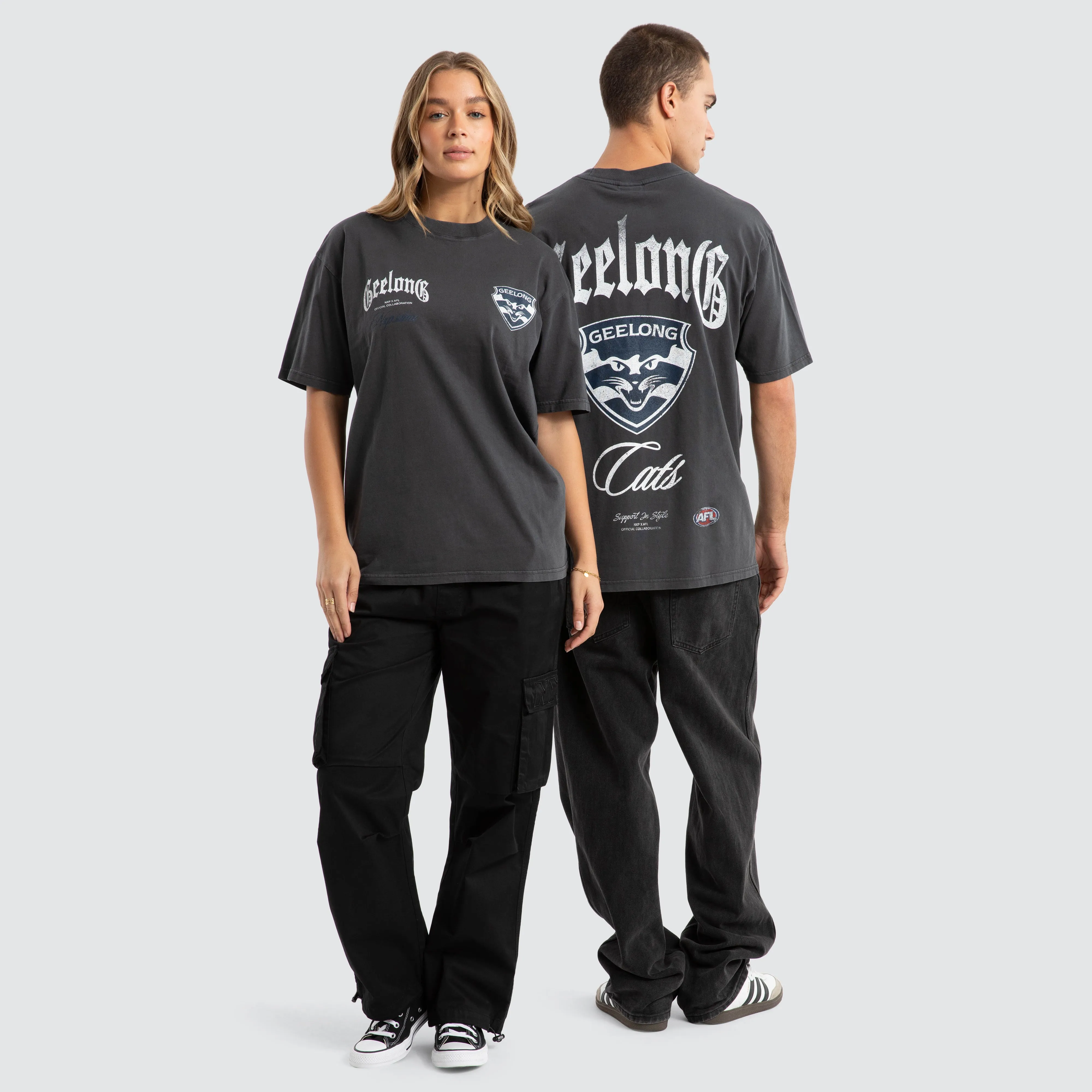 Geelong Cats AFL Vintage Goth Tee Pigment Asphalt sold by Neverland product image thumbnail 2