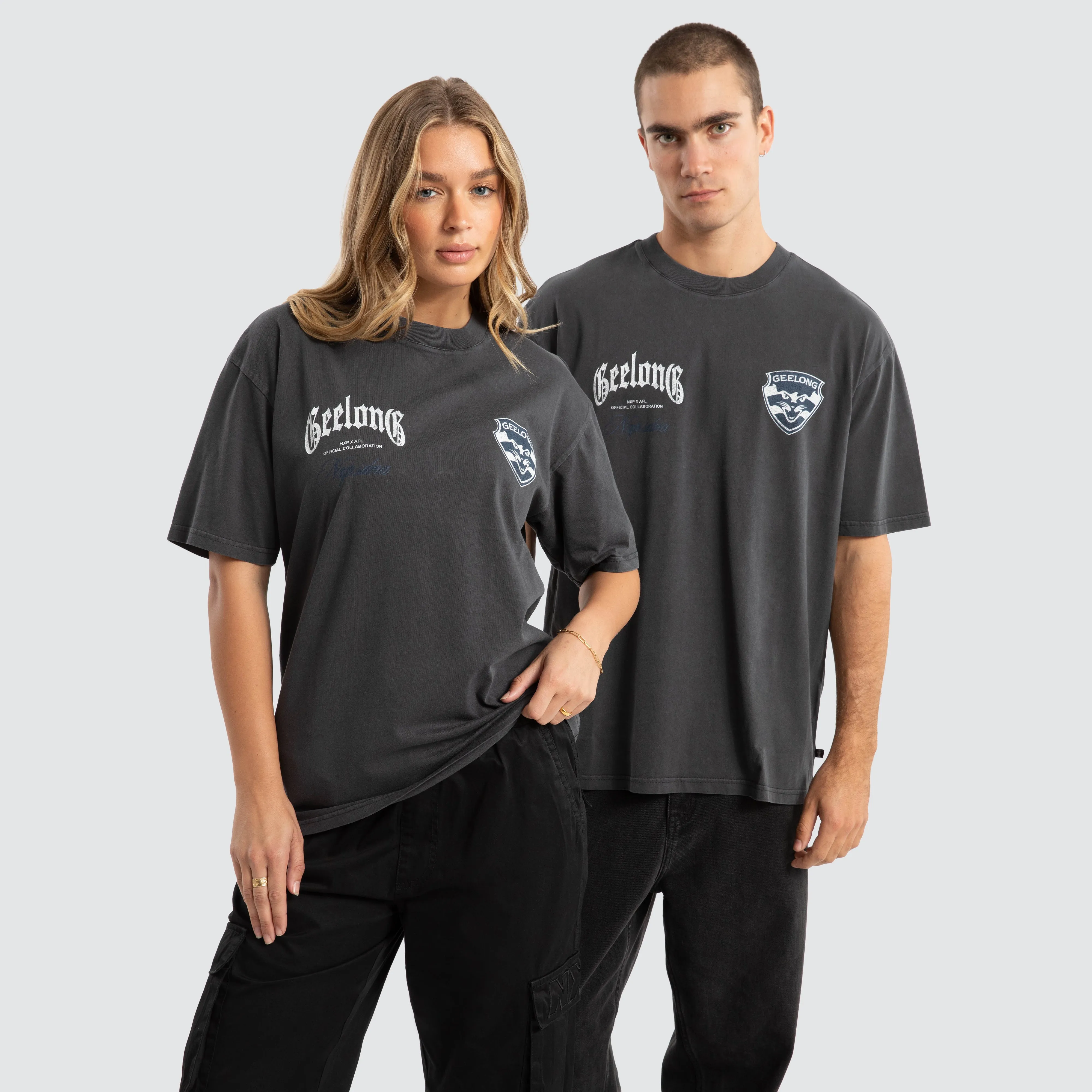 Geelong Cats AFL Vintage Goth Tee Pigment Asphalt sold by Neverland product image thumbnail 5