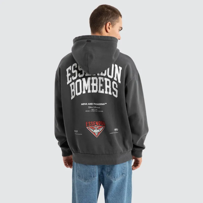 Essendon Bombers AFL Vintage Hoodie Pigment Asphalt sold by Neverland