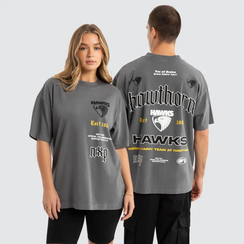 Hawthorn Hawks AFL Stack Tee Pigment Charcoal sold by Neverland