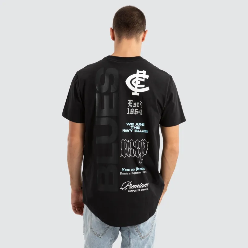 Carlton Blues AFL Vert Tee Jet Black sold by Neverland