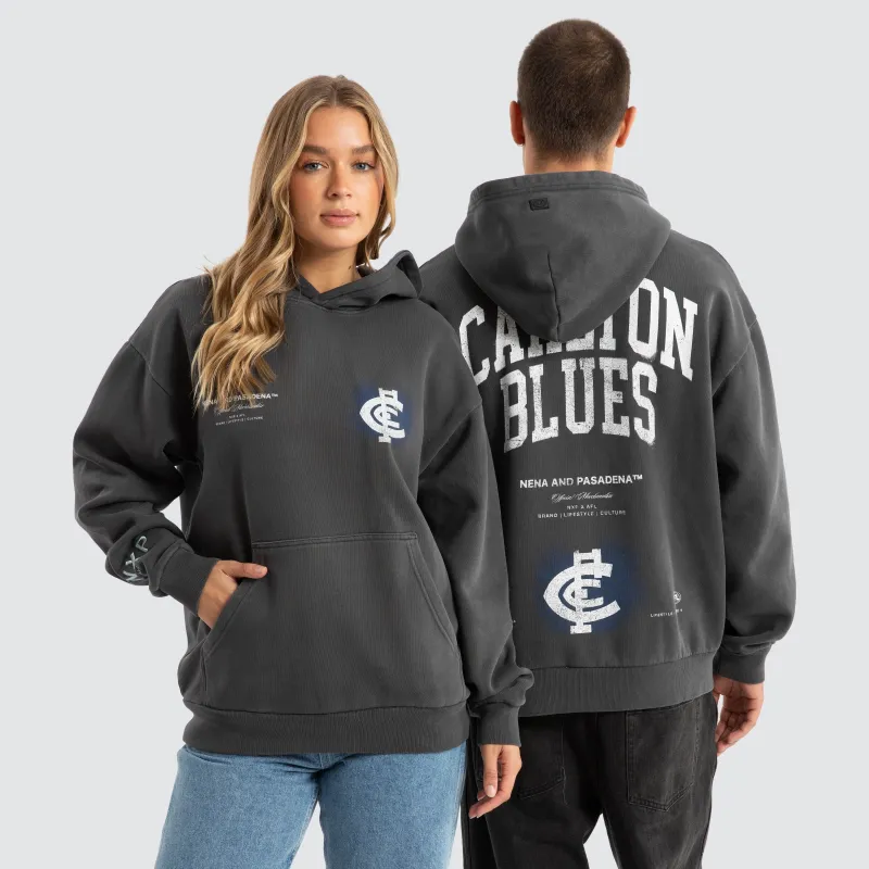 Carlton Blues AFL Vintage Hoodie Pigment Asphalt sold by Neverland