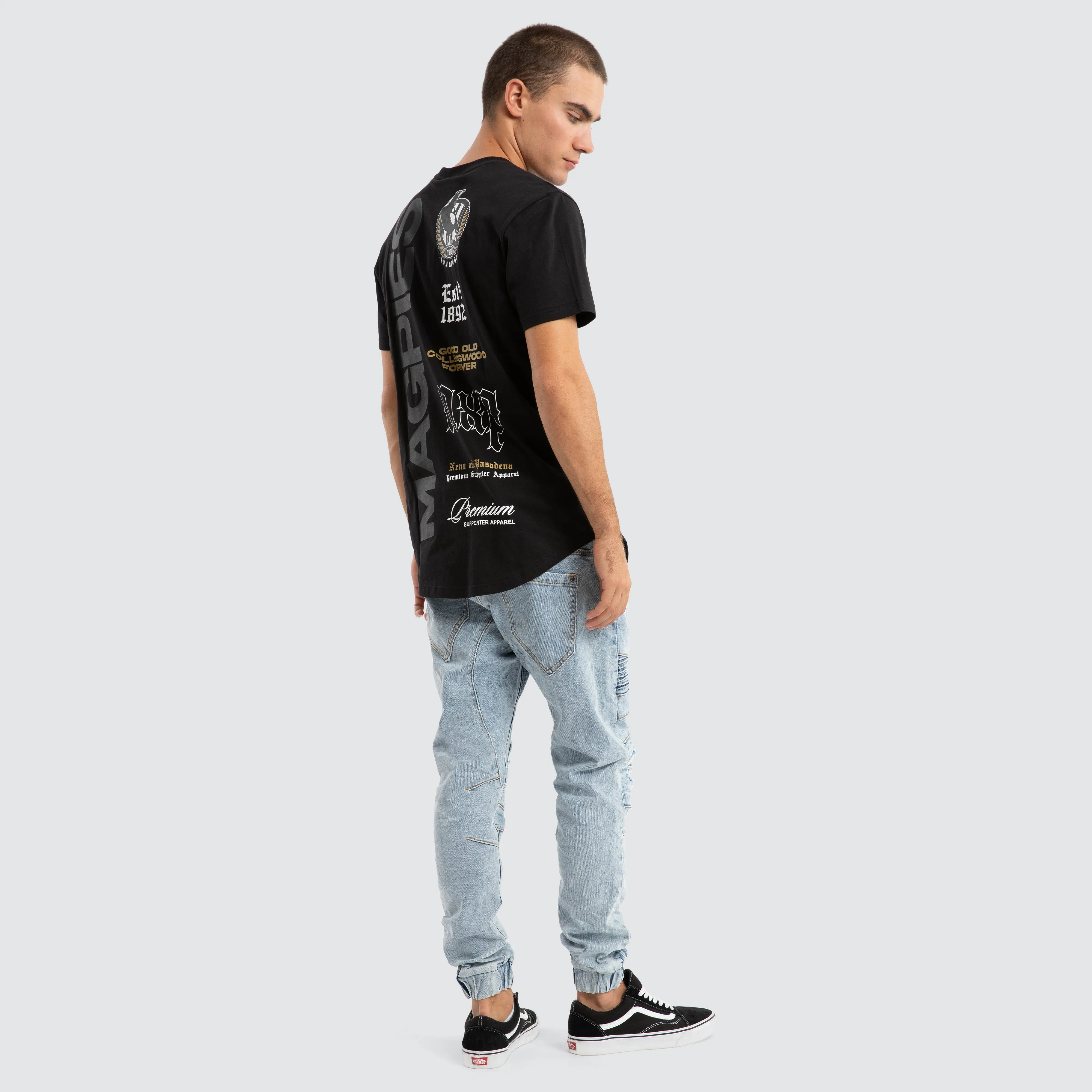 Collingwood Magpies AFL Vert Tee Jet Black sold by Neverland product image thumbnail 5