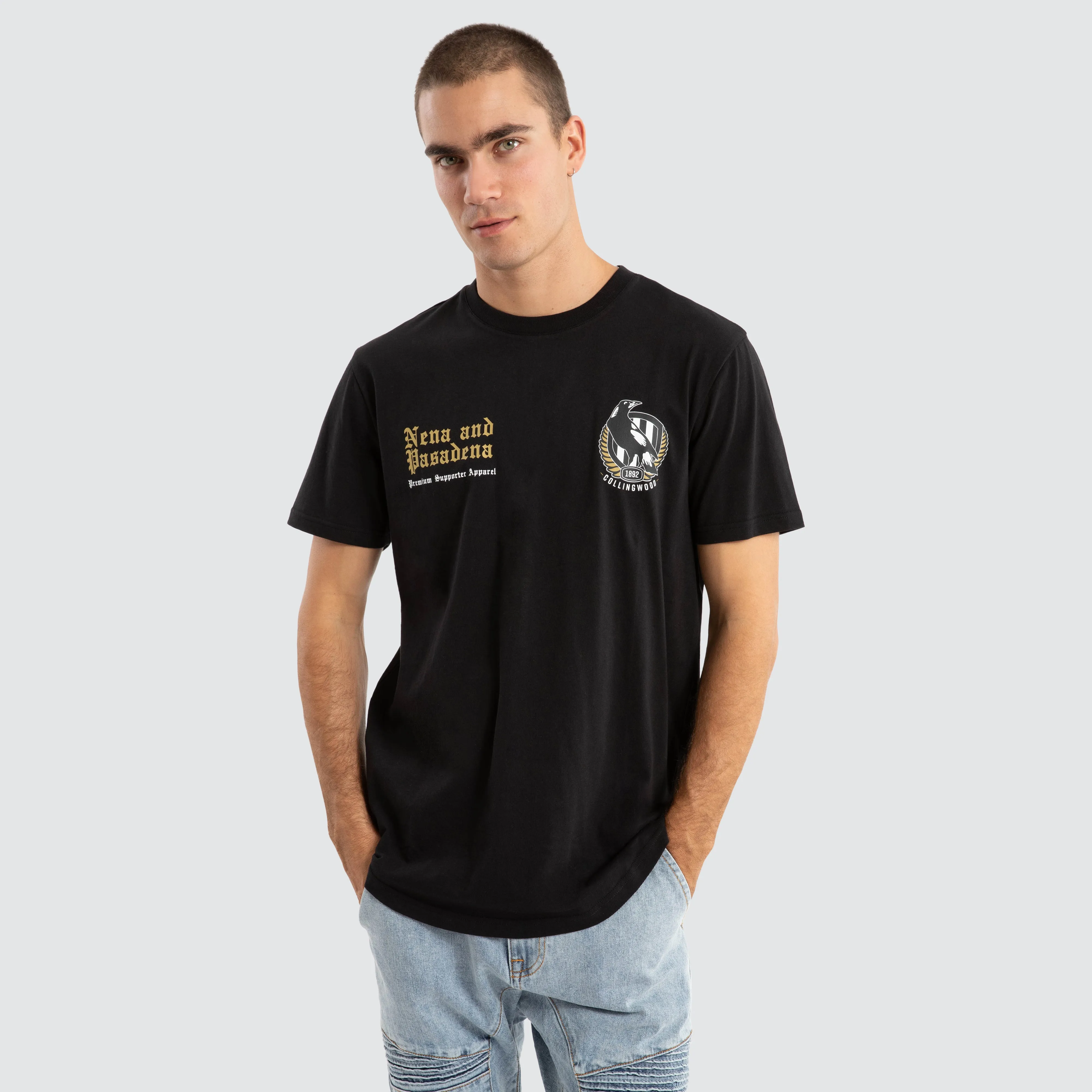 Collingwood Magpies AFL Vert Tee Jet Black sold by Neverland product image thumbnail 3