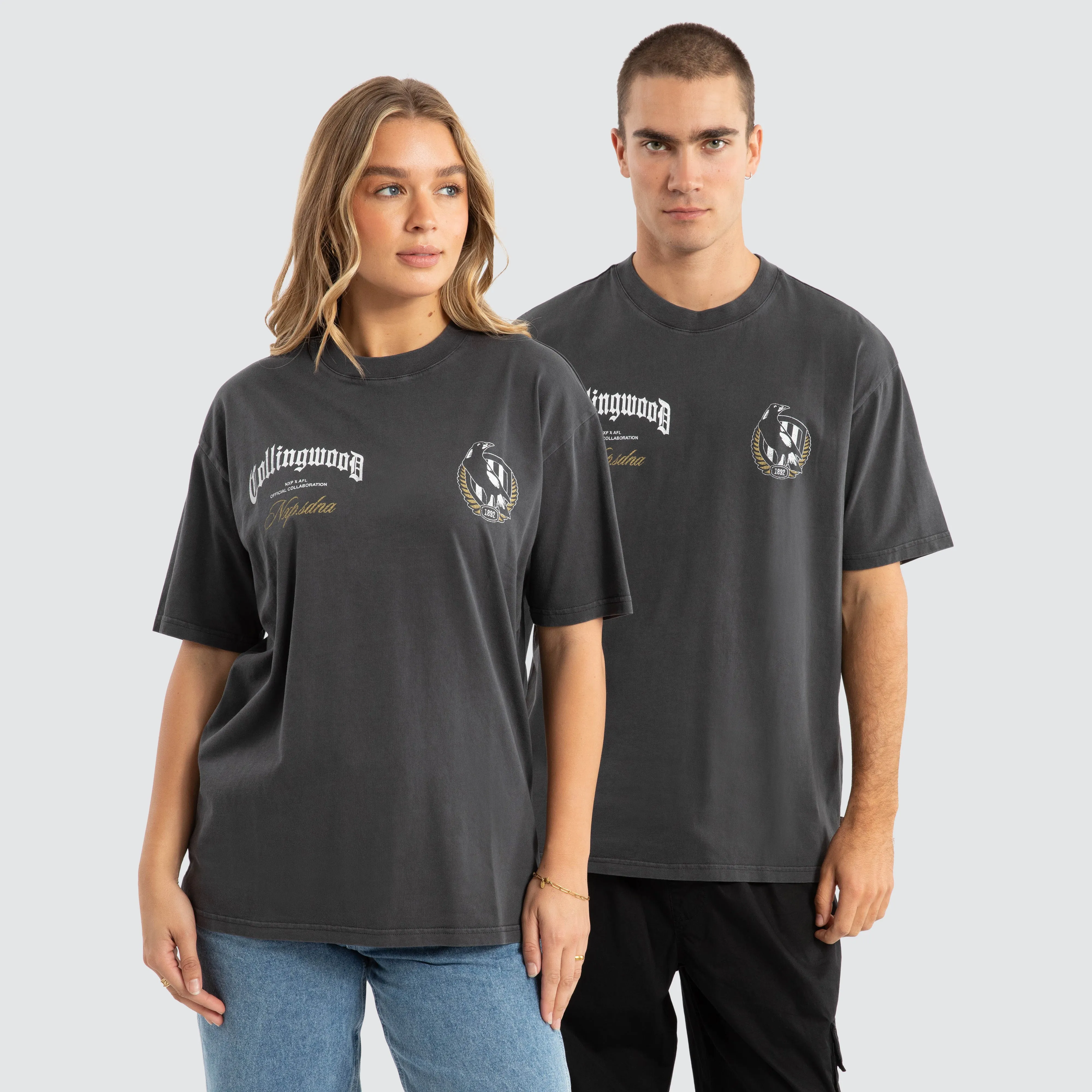 Collingwood Magpies AFL Vintage Goth Tee Pigment Asphalt sold by Neverland product image thumbnail 2