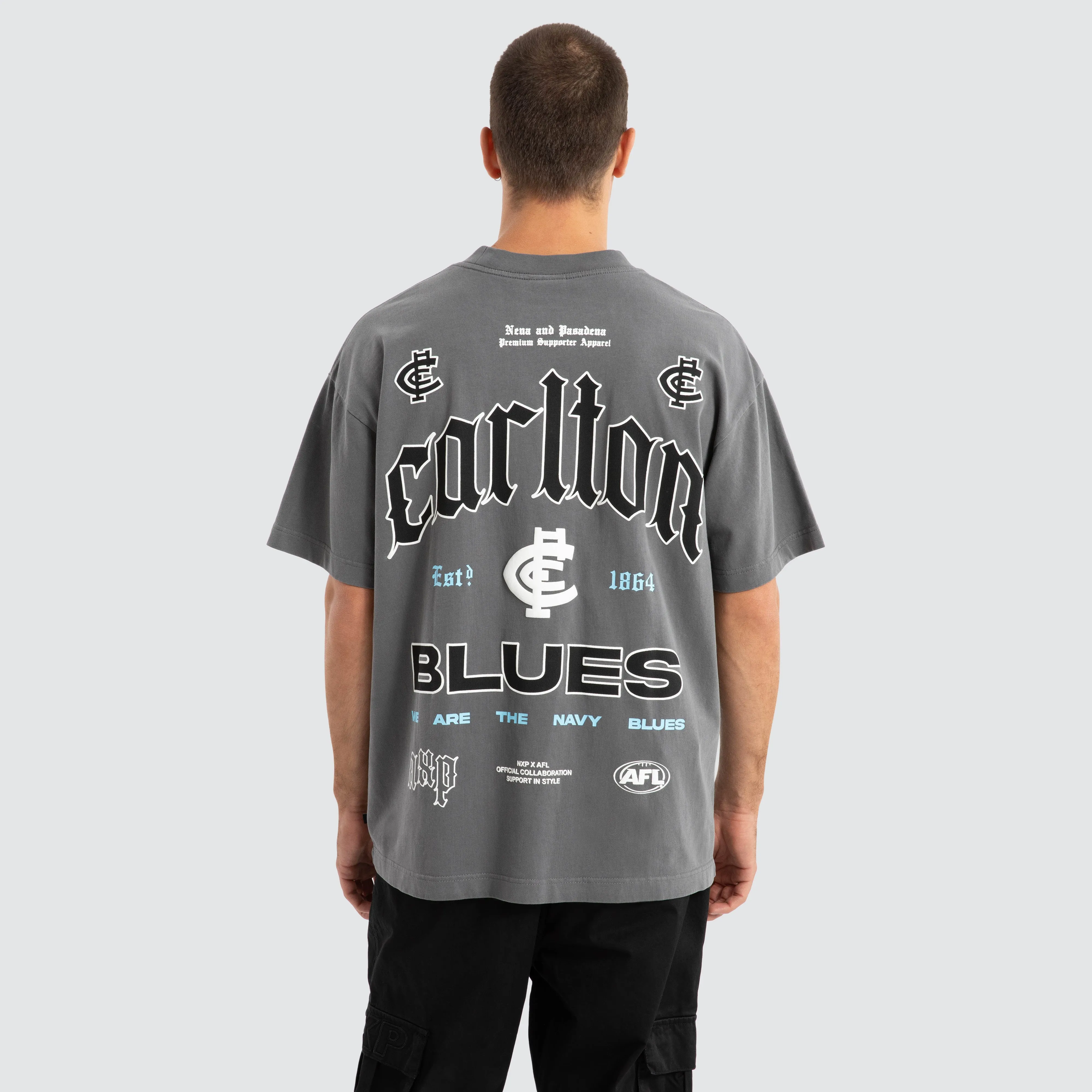 Carlton Blues AFL Stack Tee Pigment Charcoal sold by Neverland product image thumbnail 4