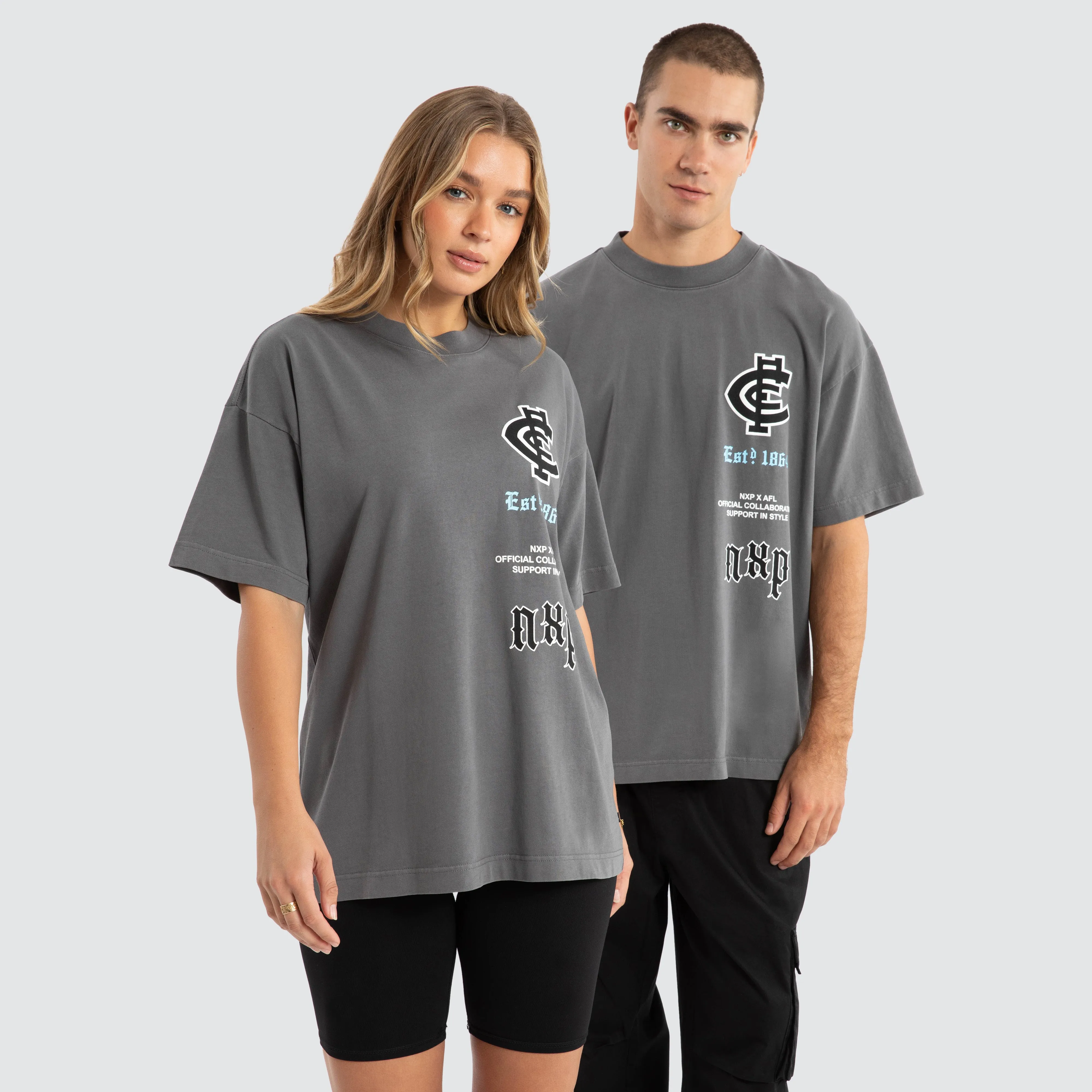 Carlton Blues AFL Stack Tee Pigment Charcoal sold by Neverland product image thumbnail 3