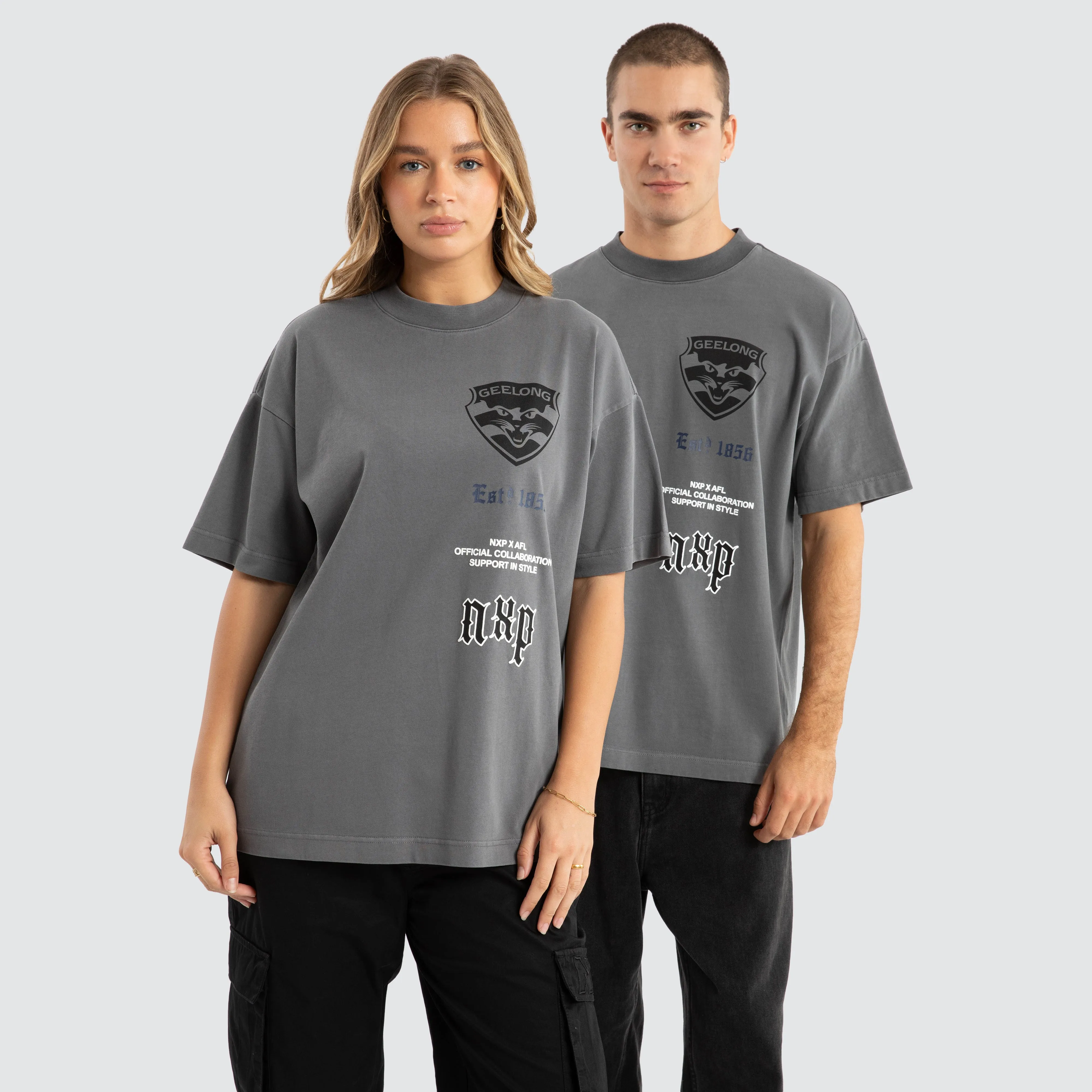 Geelong Cats AFL Stack Tee Pigment Charcoal sold by Neverland product image thumbnail 3