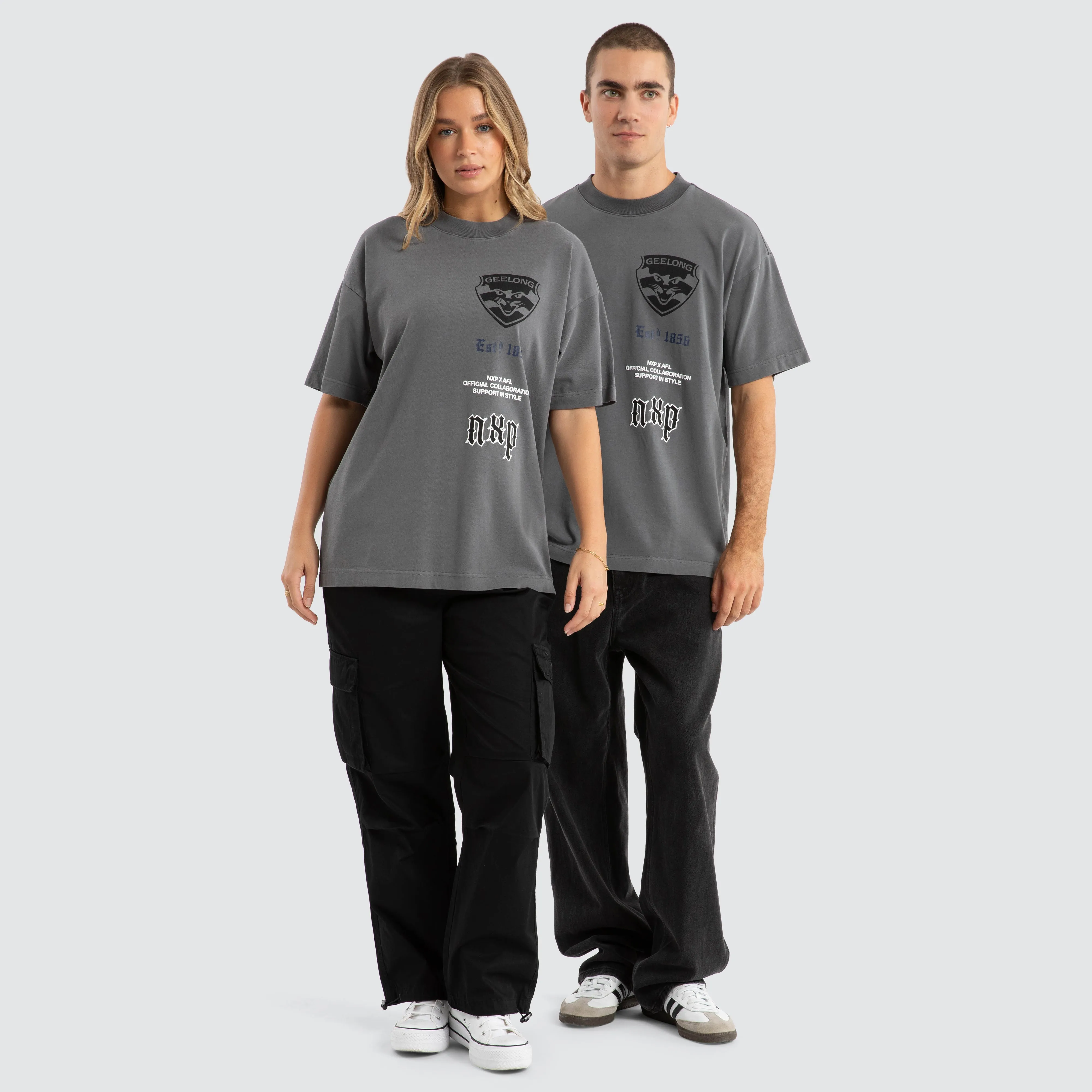 Geelong Cats AFL Stack Tee Pigment Charcoal sold by Neverland product image thumbnail 2