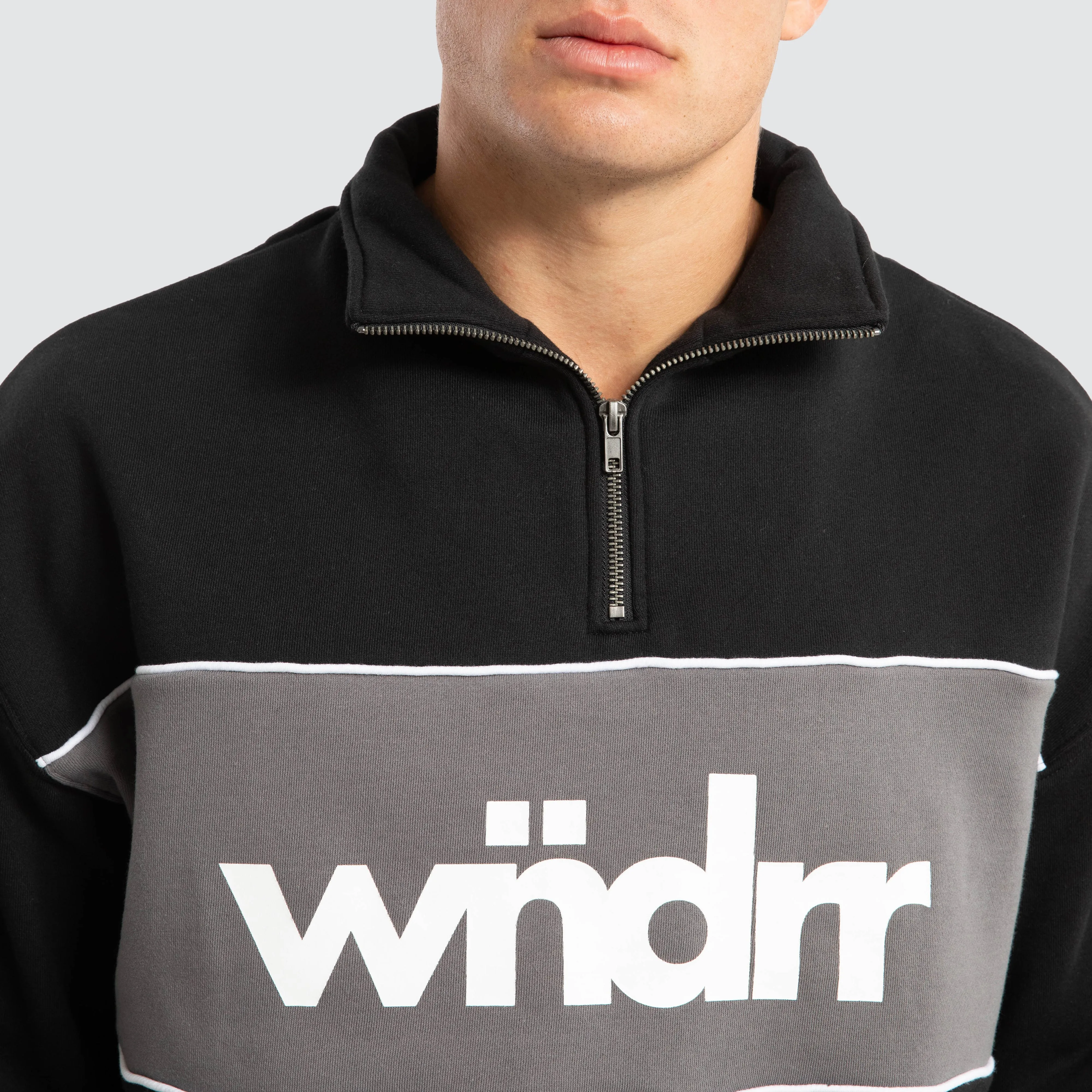 Accent Panel 1/4 Zip Sweat Black sold by Neverland product image thumbnail 3