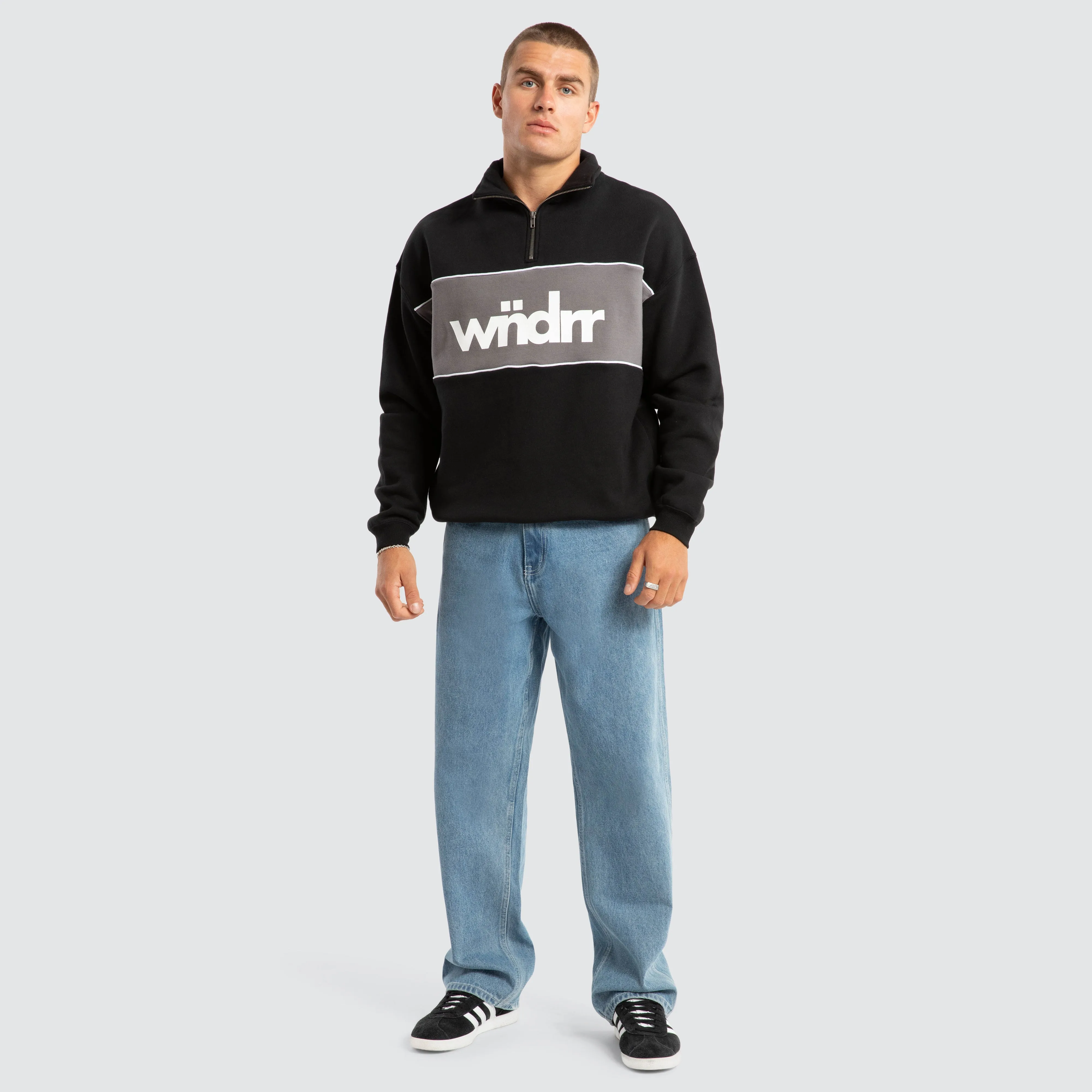 Accent Panel 1/4 Zip Sweat Black sold by Neverland product image thumbnail 5