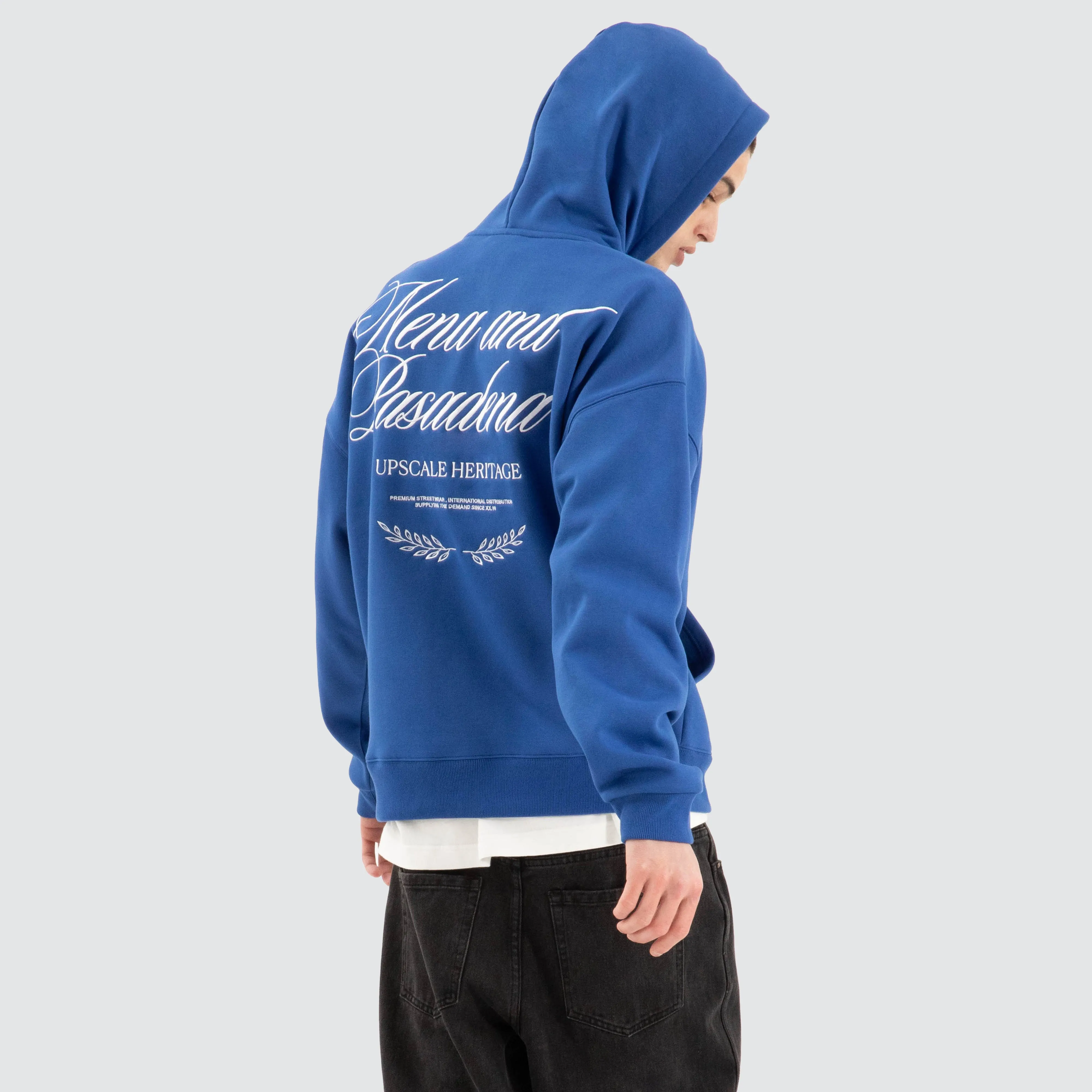 Etiquette Box Fit Hoodie Cobalt Blue sold by Neverland