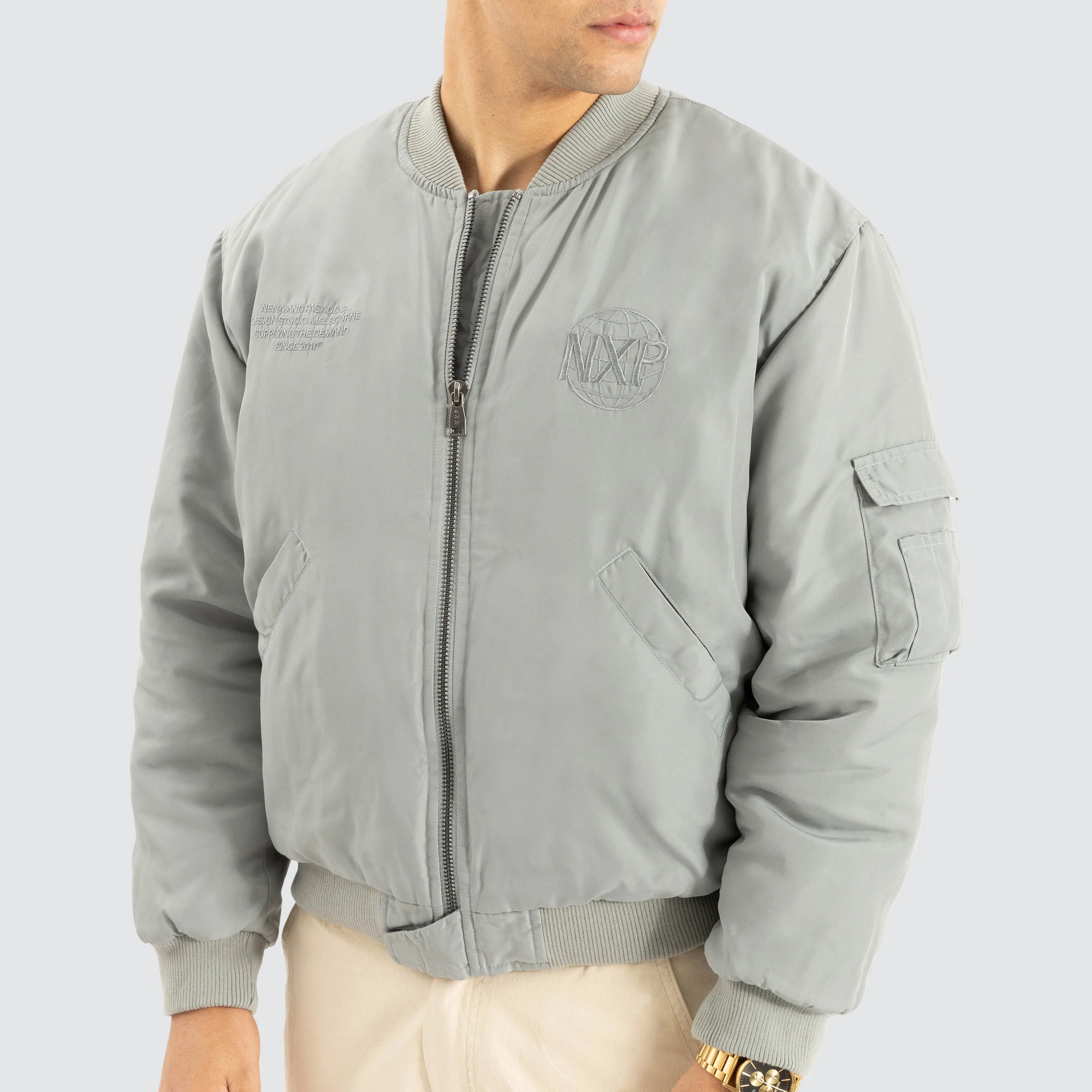 Spare Bomber Jacket Neutral Grey sold by Neverland product image thumbnail 3