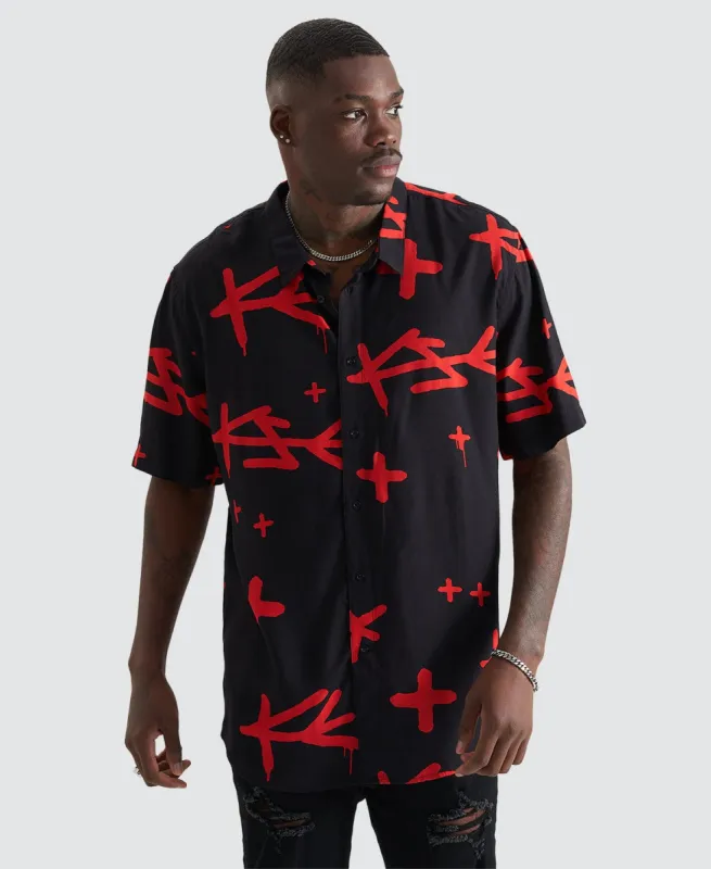 Domineer Party Shirt Black/Red Print sold by Neverland