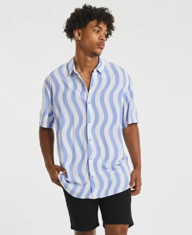 Innerbloom Relaxed Short Sleeve Shirt Blue Stripe sold by Neverland