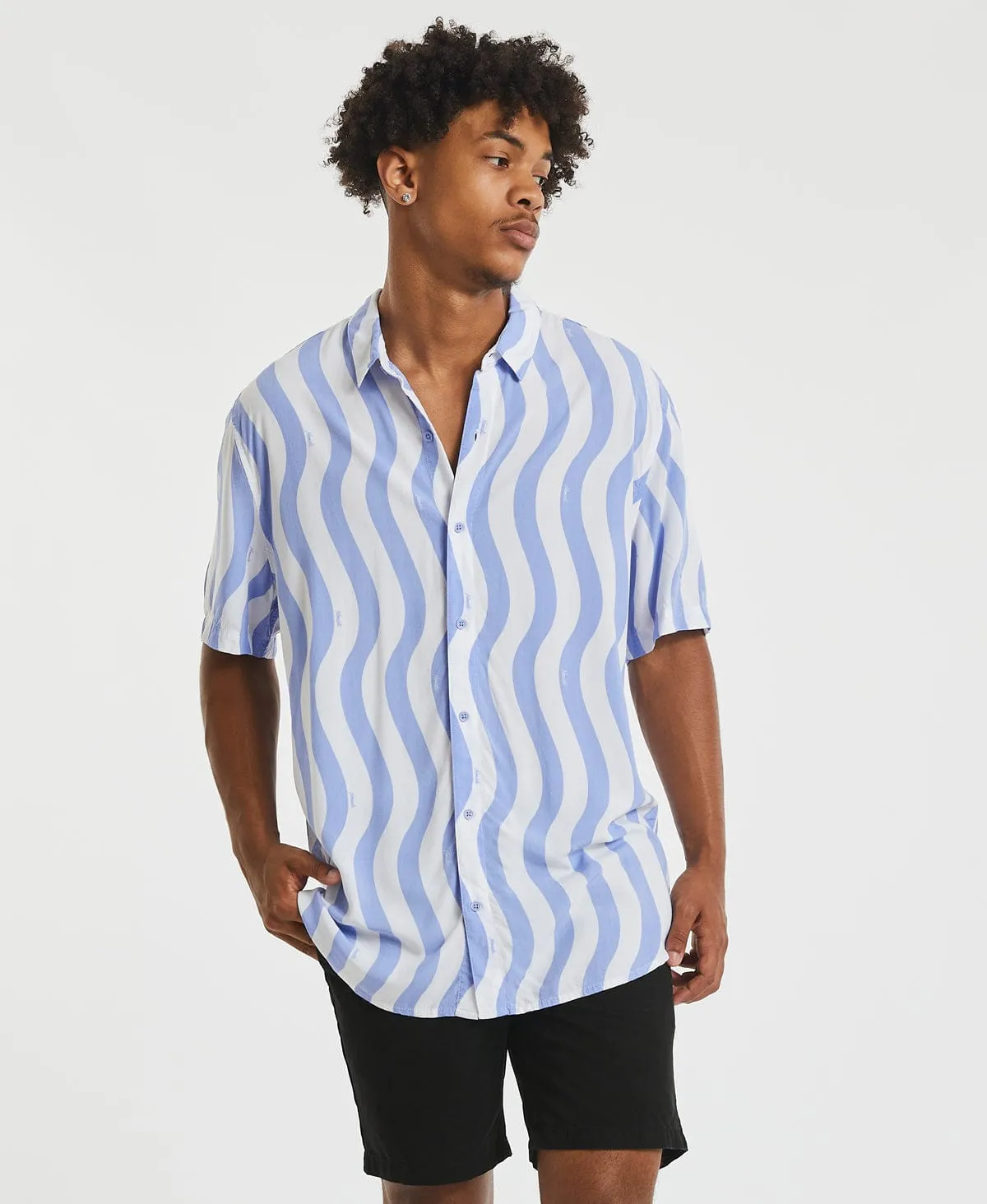 Innerbloom Relaxed Short Sleeve Shirt Blue Stripe sold by Neverland
