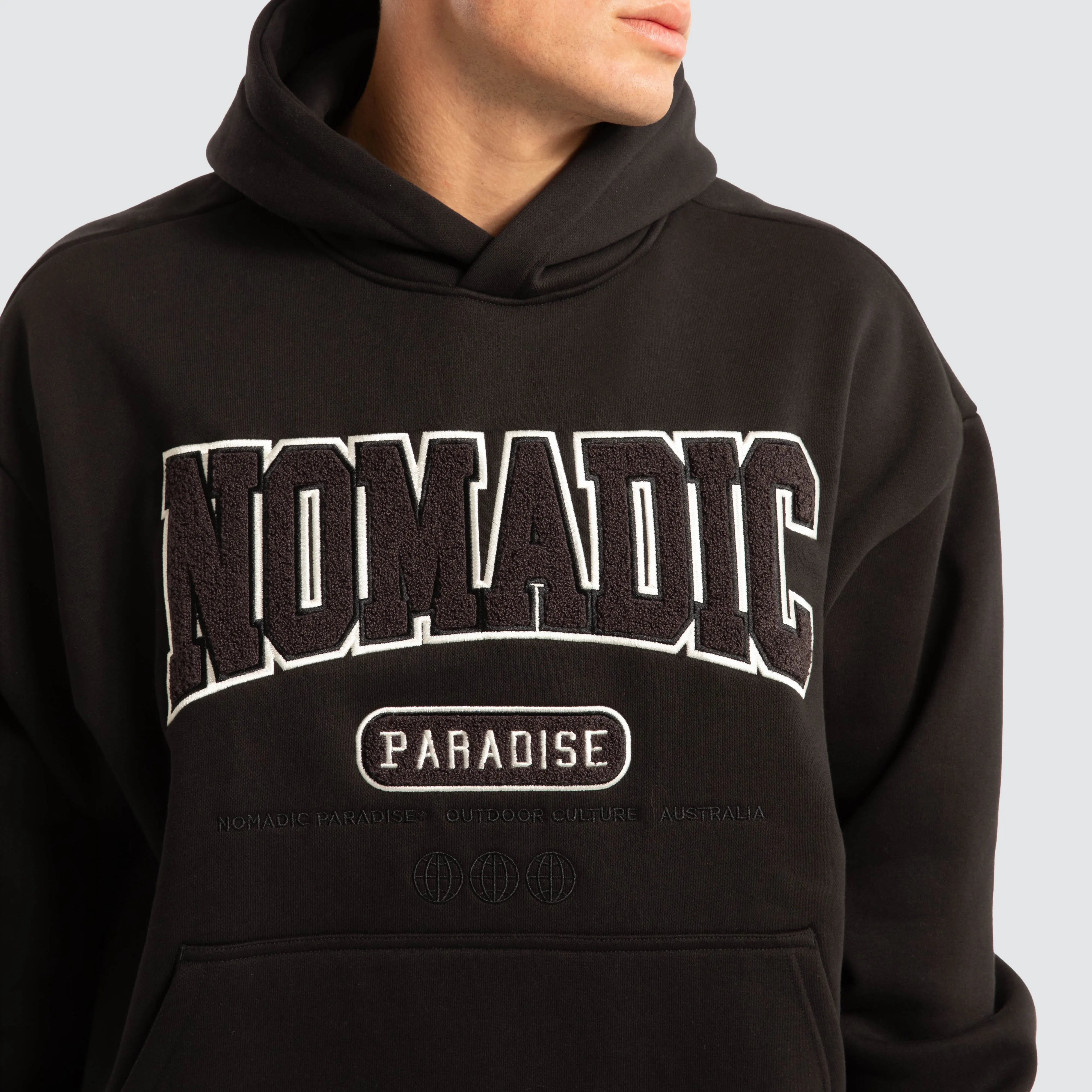 College Oversized Hoodie Jet Black sold by Neverland product image thumbnail 3