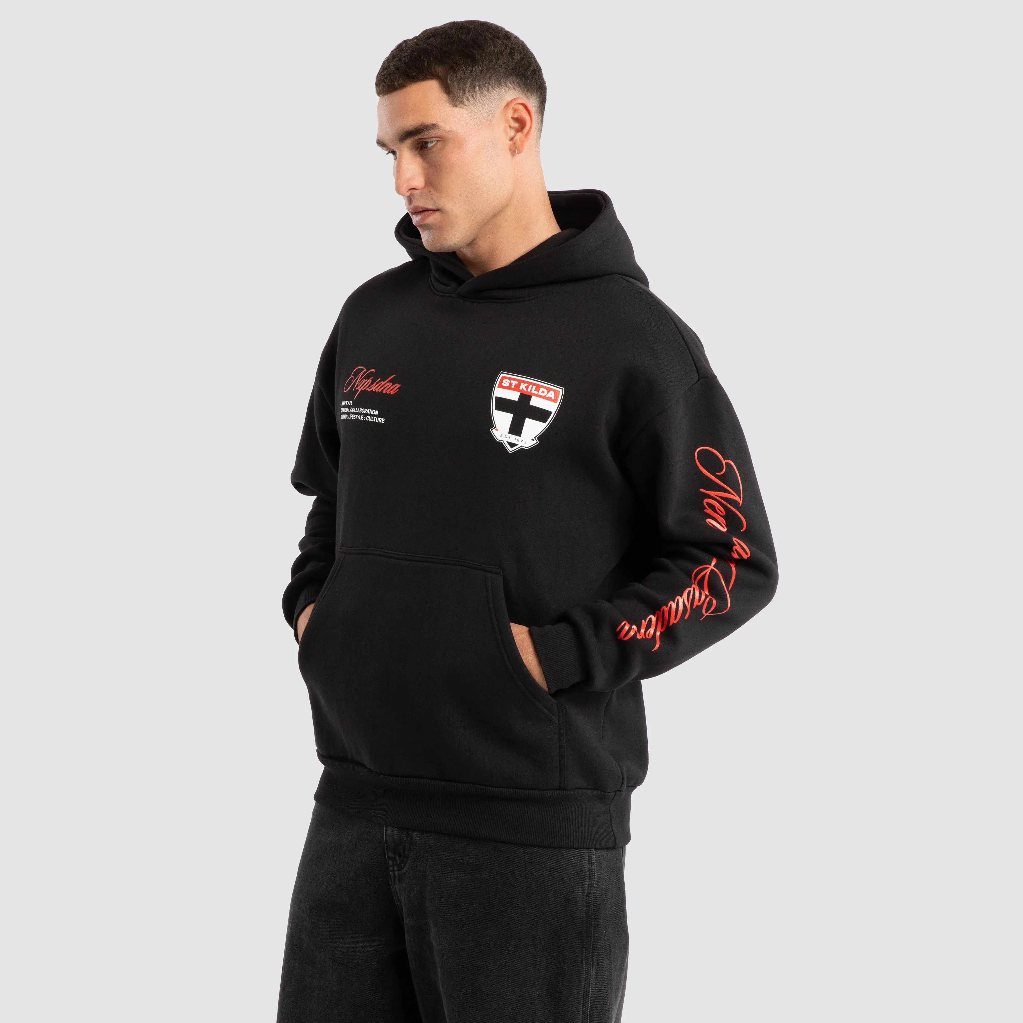St Kilda Saints AFL Season Hoodie Jet Black sold by Neverland product image thumbnail 4
