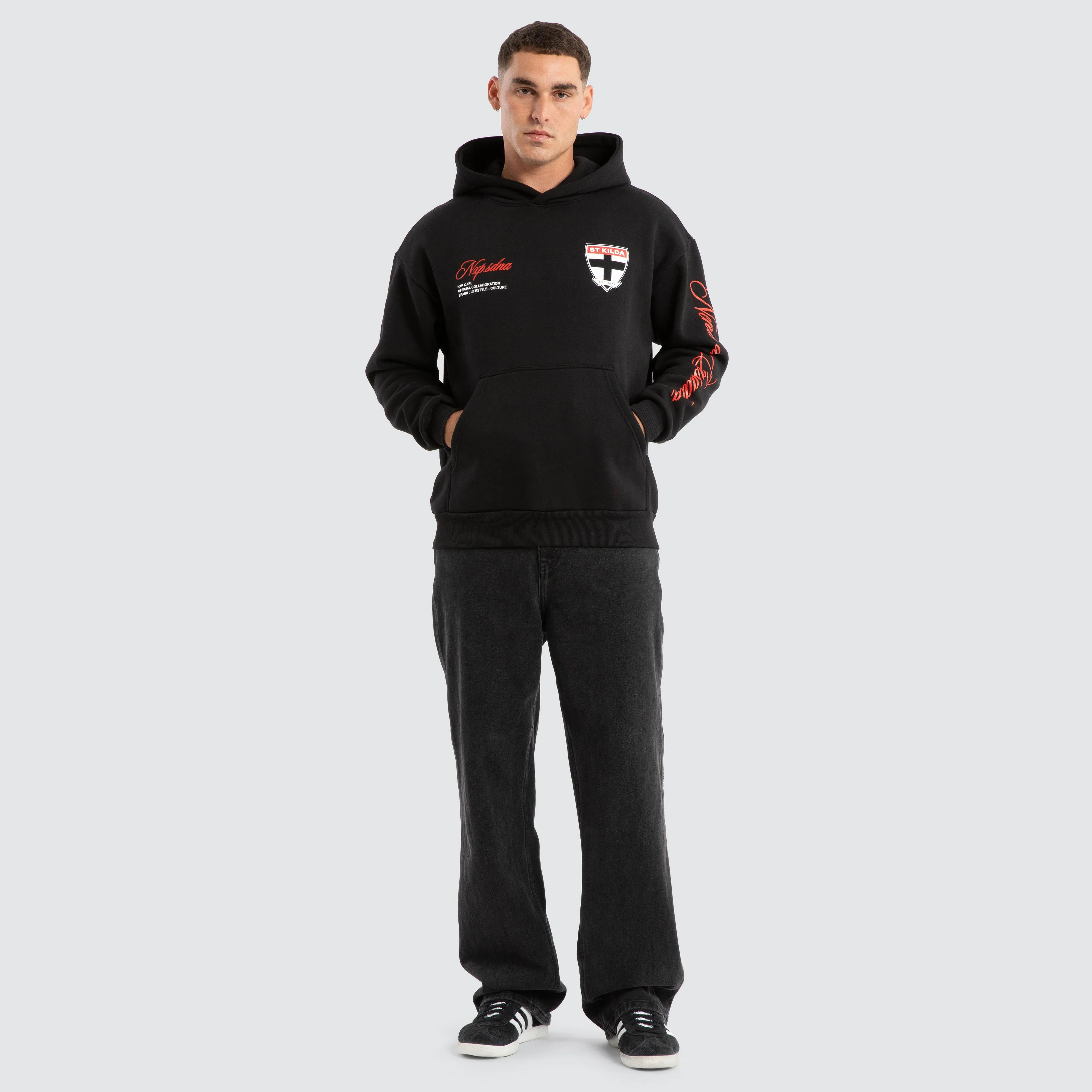 St Kilda Saints AFL Season Hoodie Jet Black sold by Neverland product image thumbnail 5