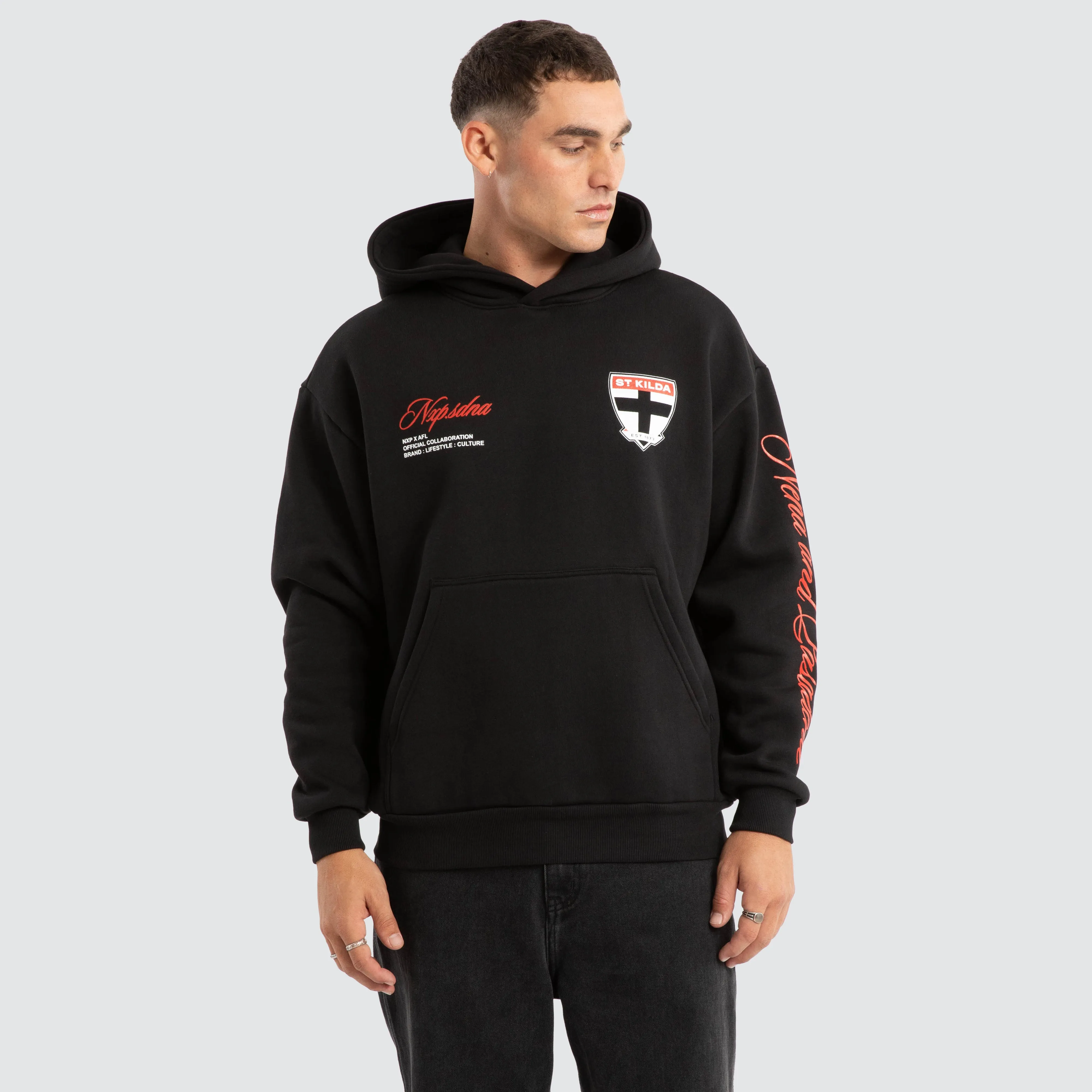 St Kilda Saints AFL Season Hoodie Jet Black sold by Neverland product image thumbnail 2