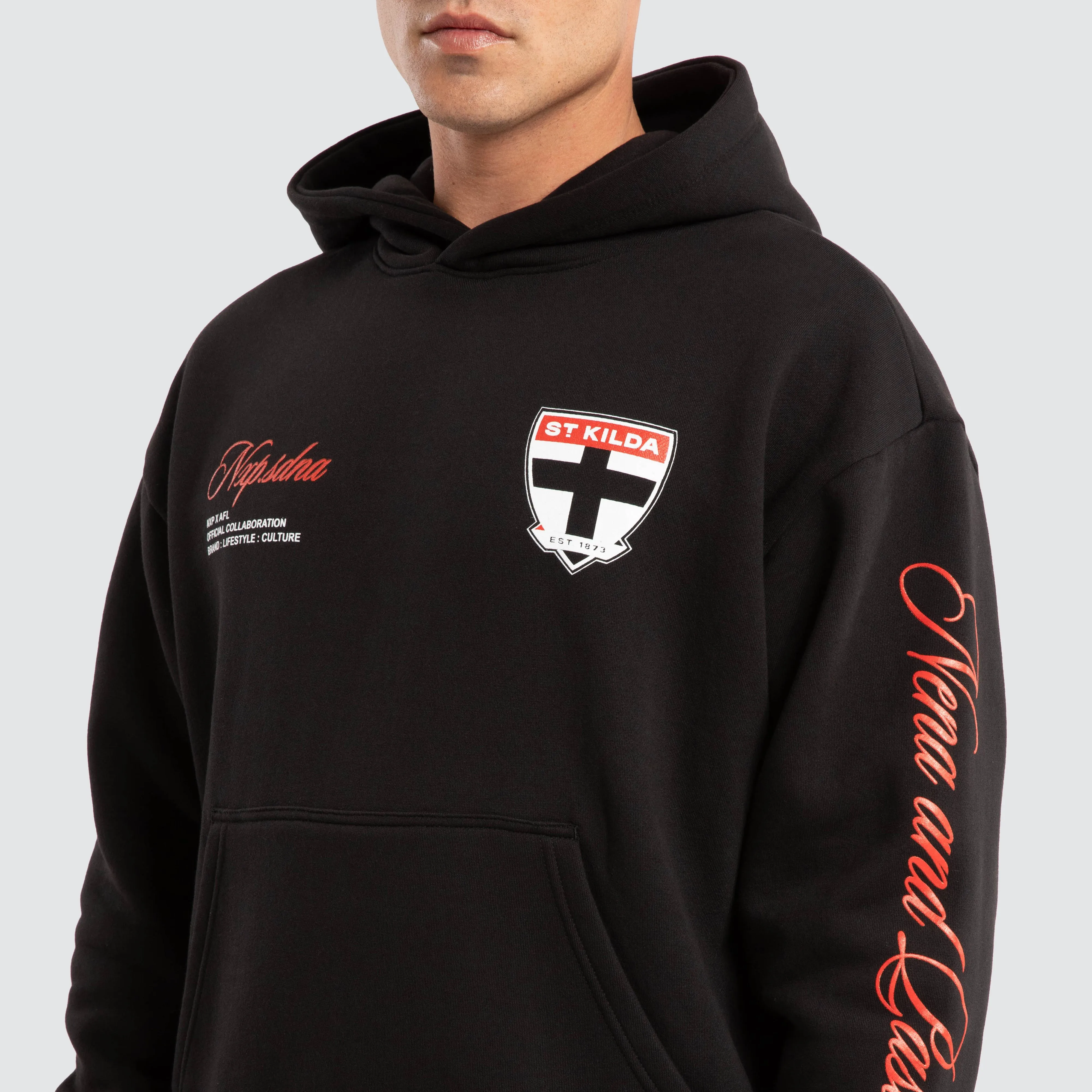 St Kilda Saints AFL Season Hoodie Jet Black sold by Neverland product image thumbnail 3