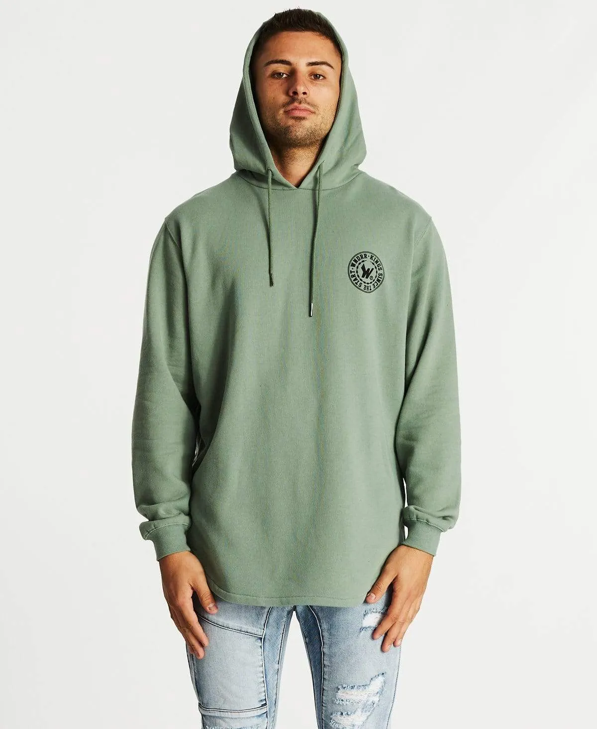Ornament Curved Hem Hoodie Olive sold by Neverland product image thumbnail 4