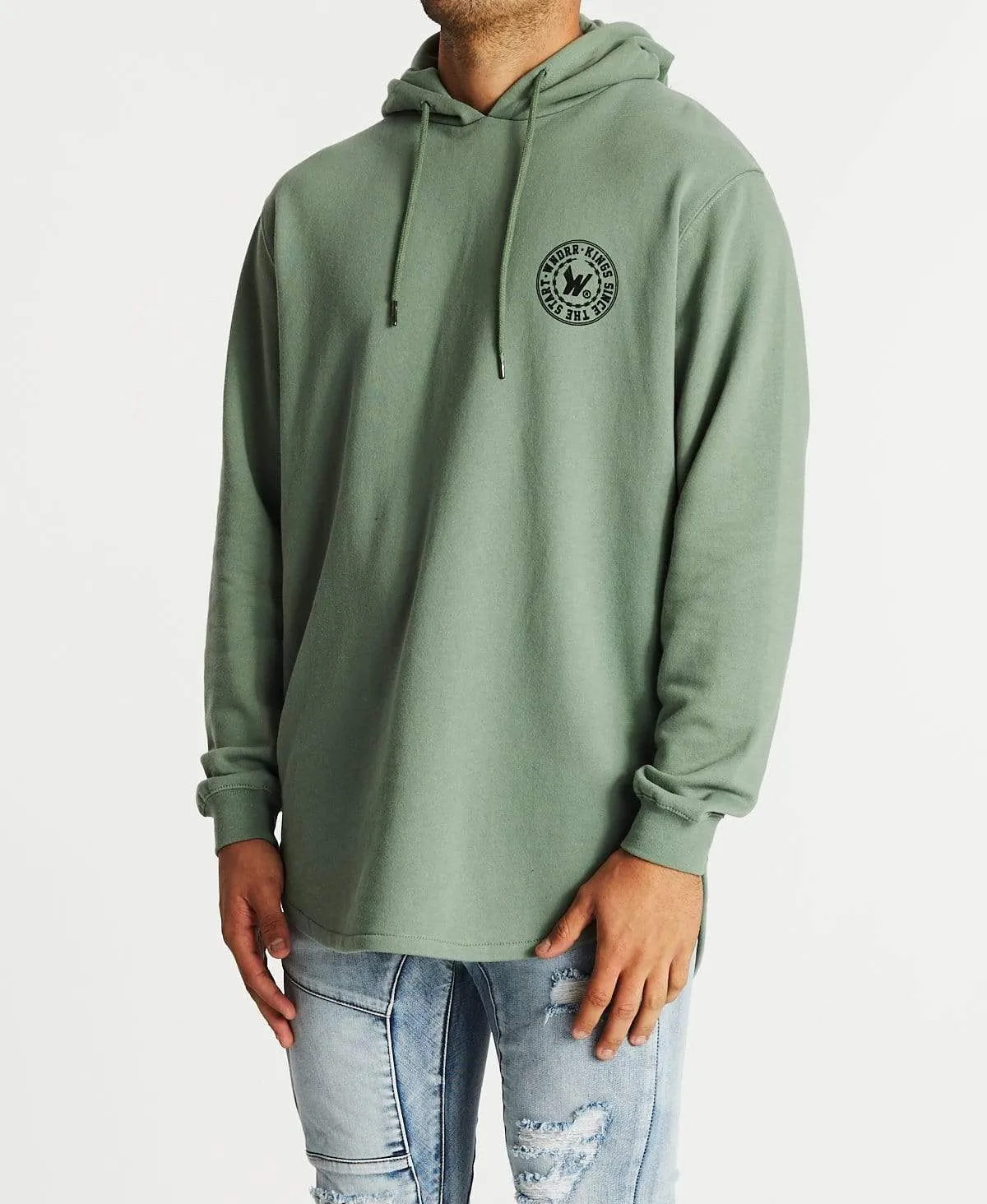 Ornament Curved Hem Hoodie Olive sold by Neverland product image thumbnail 3