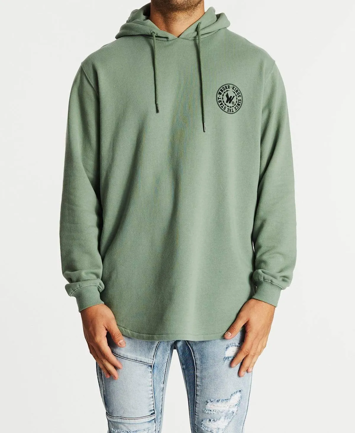 Ornament Curved Hem Hoodie Olive sold by Neverland