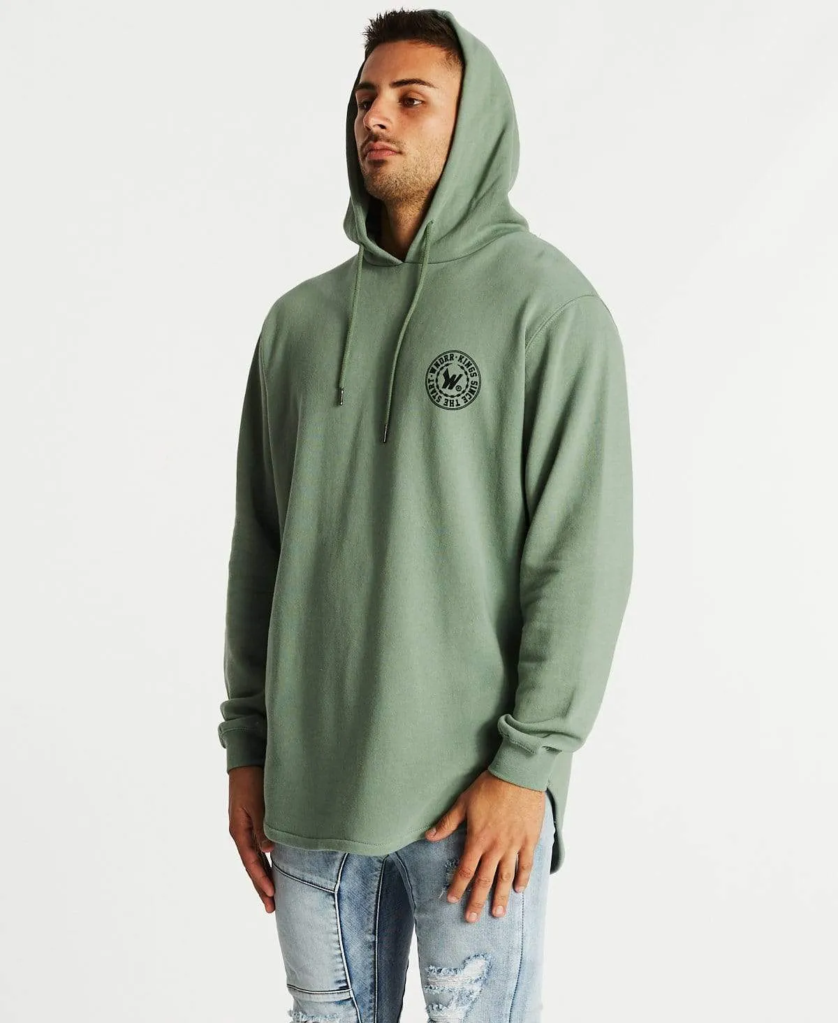 Ornament Curved Hem Hoodie Olive sold by Neverland product image thumbnail 5