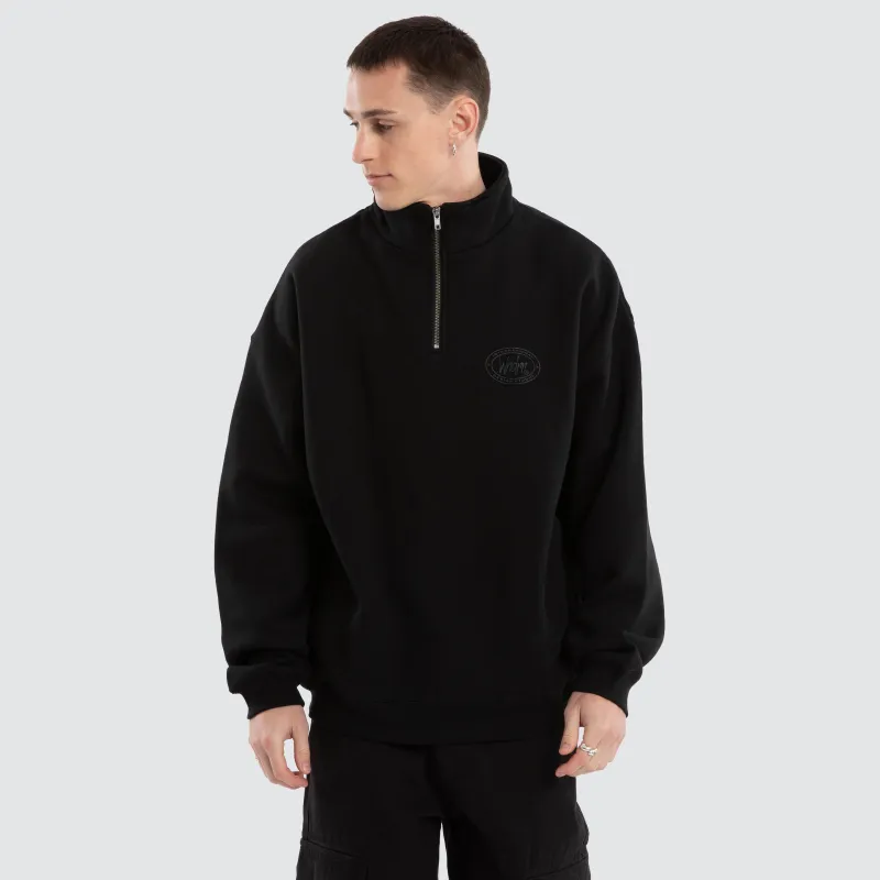Minted 1/4 Zip Sweat Black sold by Neverland