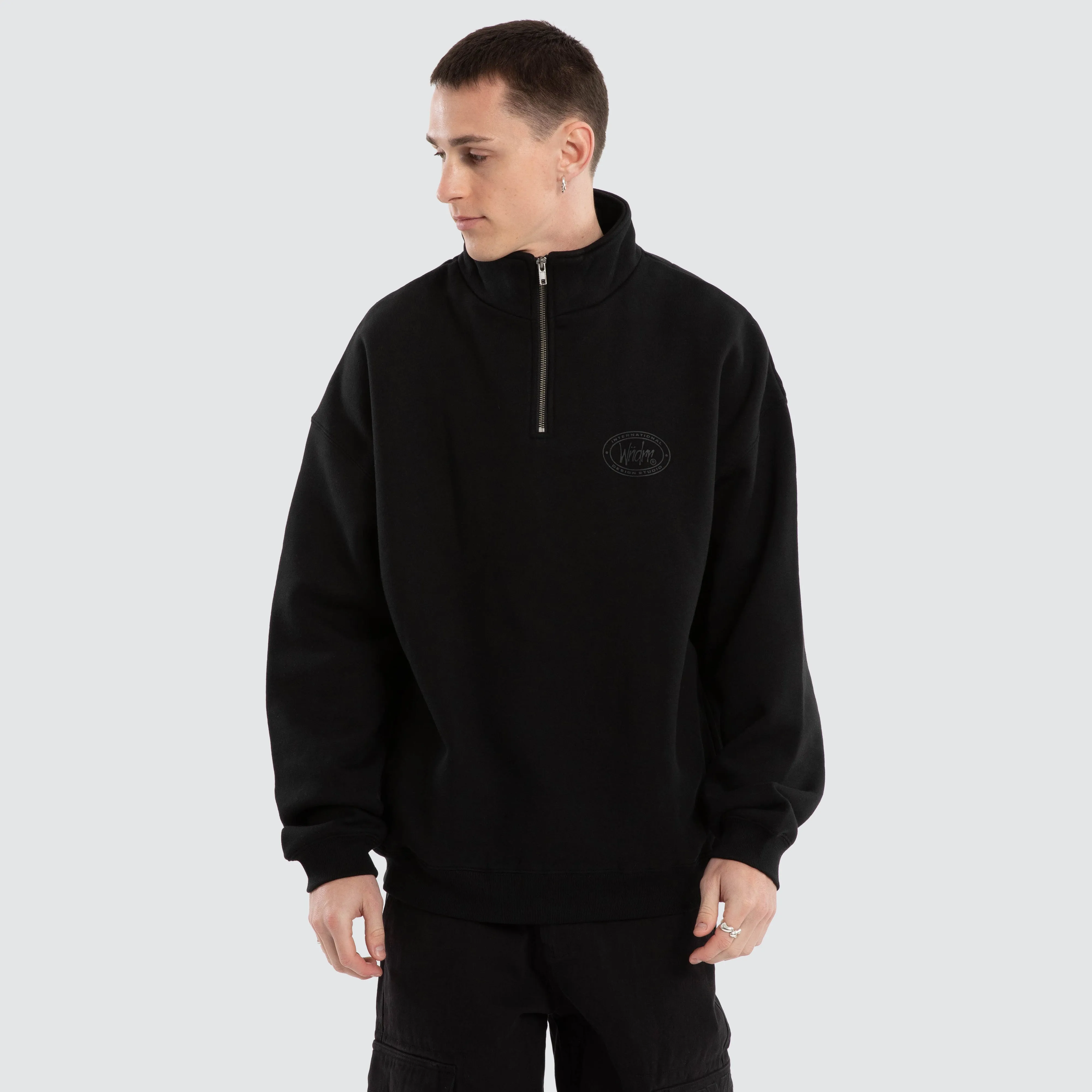 Minted 1/4 Zip Sweat Black sold by Neverland