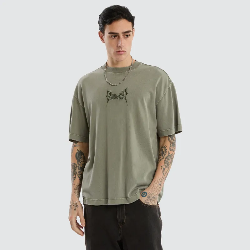 Fangs Street Tee Mineral Dusty Olive sold by Neverland