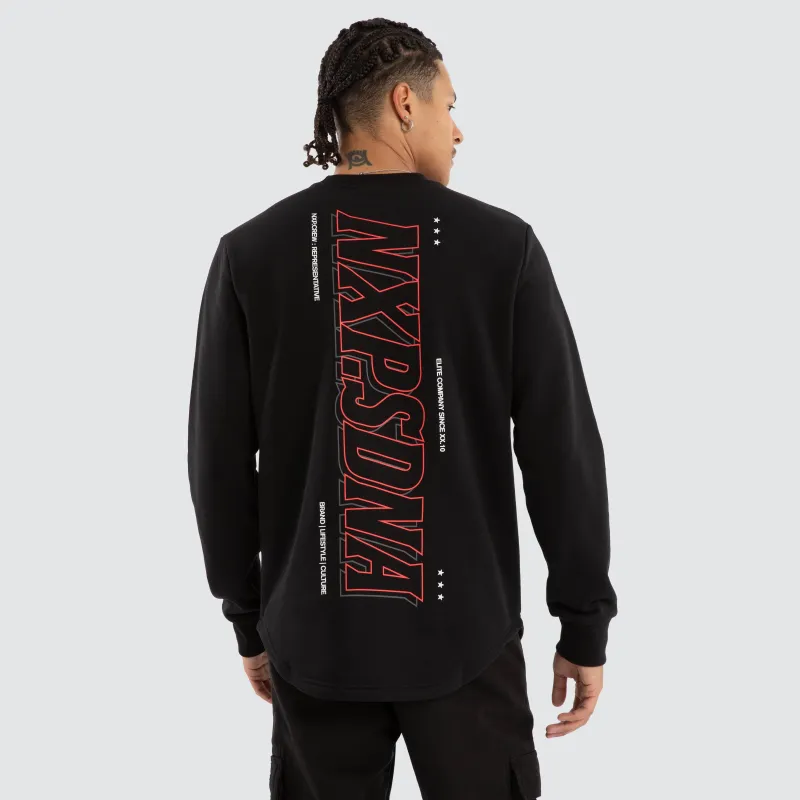 Distance Dual Curved Sweater Jet Black sold by Neverland