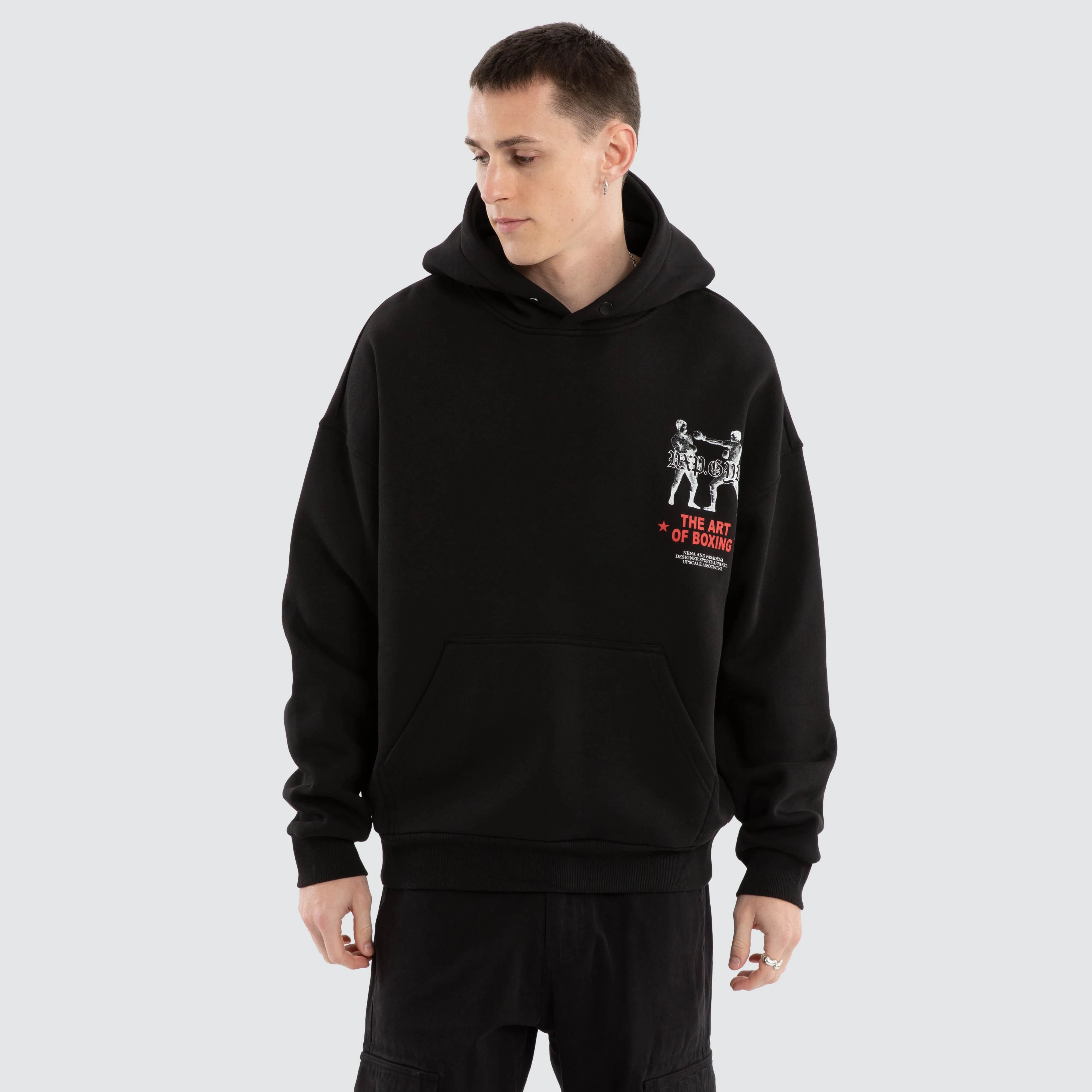 Prone Box Fit Hoodie Jet Black sold by Neverland product image thumbnail 3