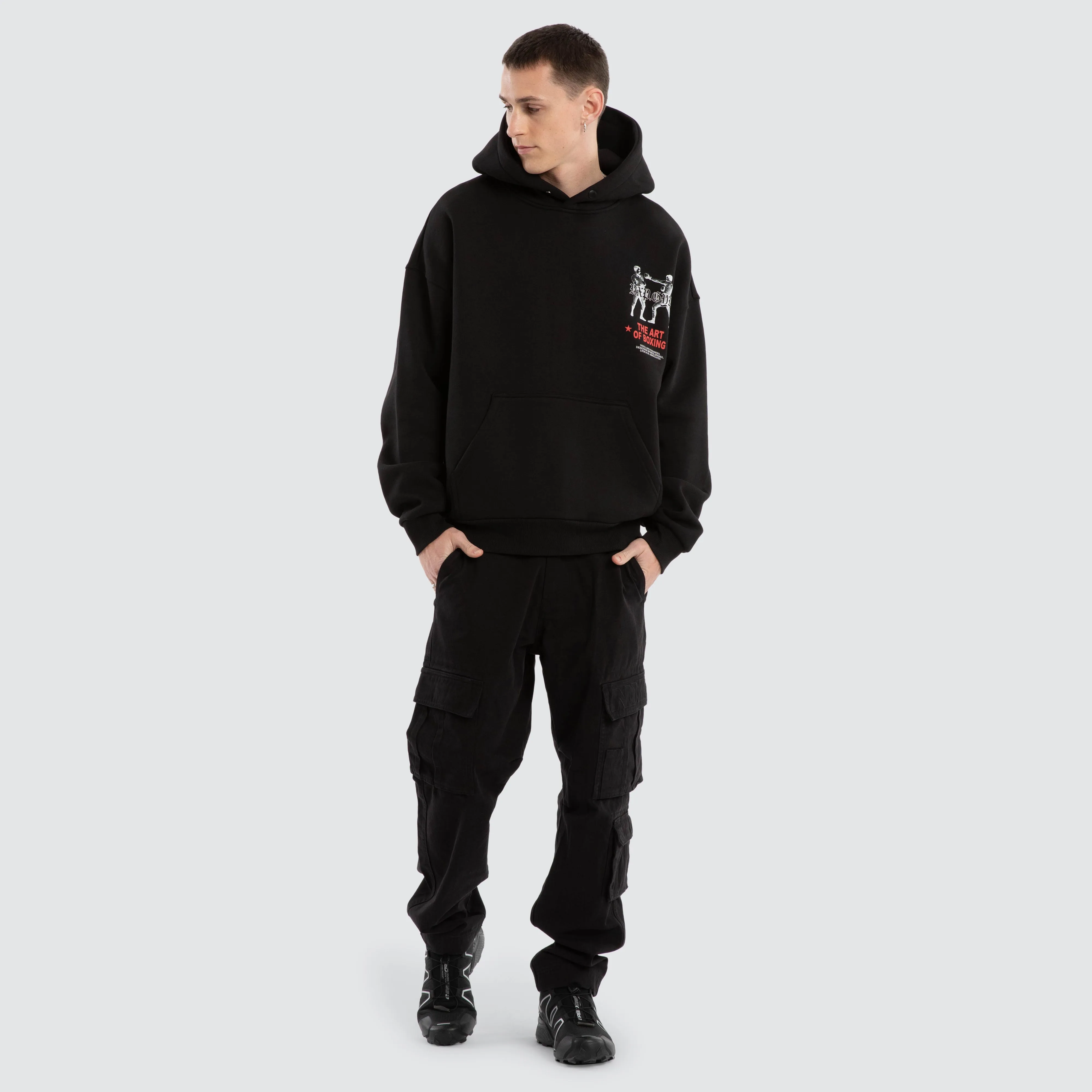 Prone Box Fit Hoodie Jet Black sold by Neverland product image thumbnail 2