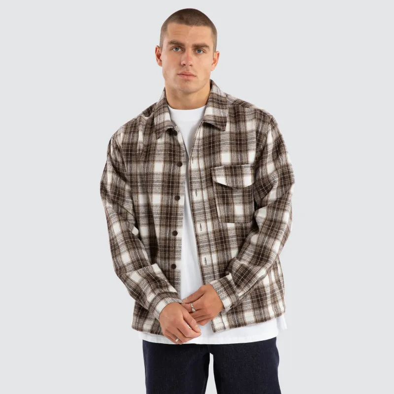 Prime Overshirt Tan Check sold by Neverland