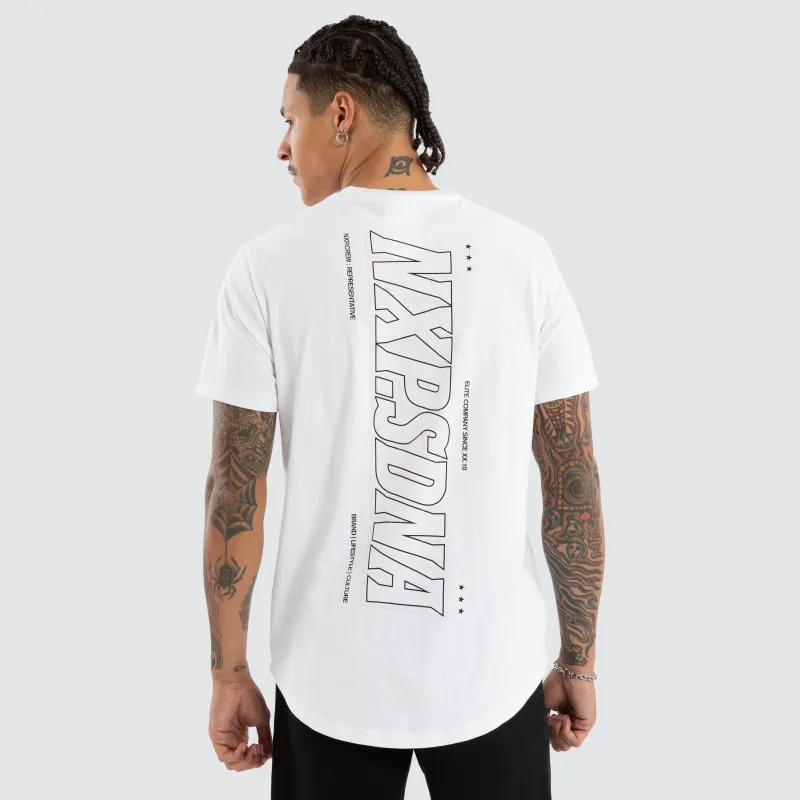 Burns Dual Curved Tee Optical White sold by Neverland